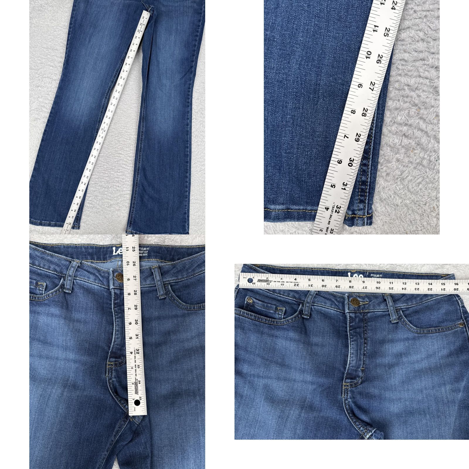 Lee Lee Bootcut Jeans Womens 31x33 Blue Med Wash Mid Rise Regular Fit Denim Western Size 24" / US 00 / IT 34 - 8 Thumbnail