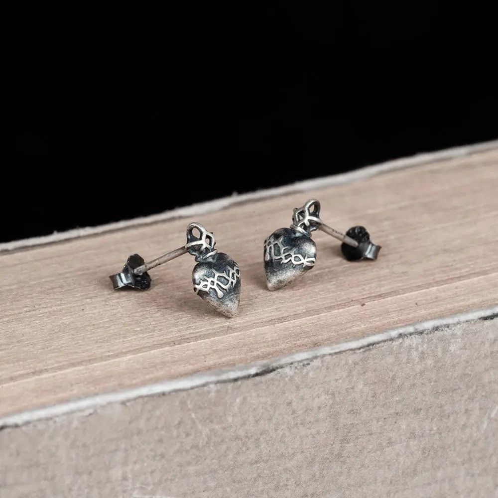 Jewelry Heart of Thorns Stud Earrings 925 Sterling Silver Ear Gift Size ONE SIZE - 5 Thumbnail