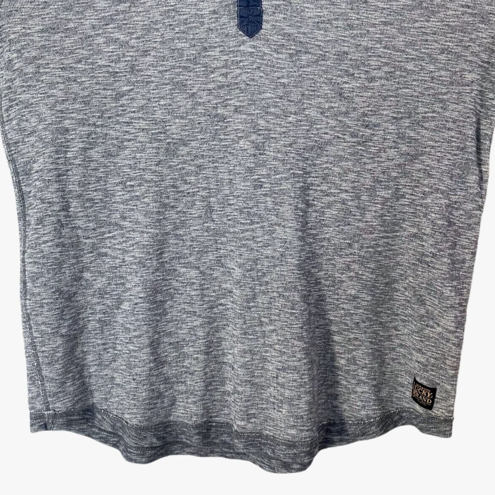 Lucky Brand VINTAGE Lucky Brand Twisted Slub Henley Shirt Men L Gray Navy Long-Sleeve Size US L / EU 52-54 / 3 - 6 Thumbnail
