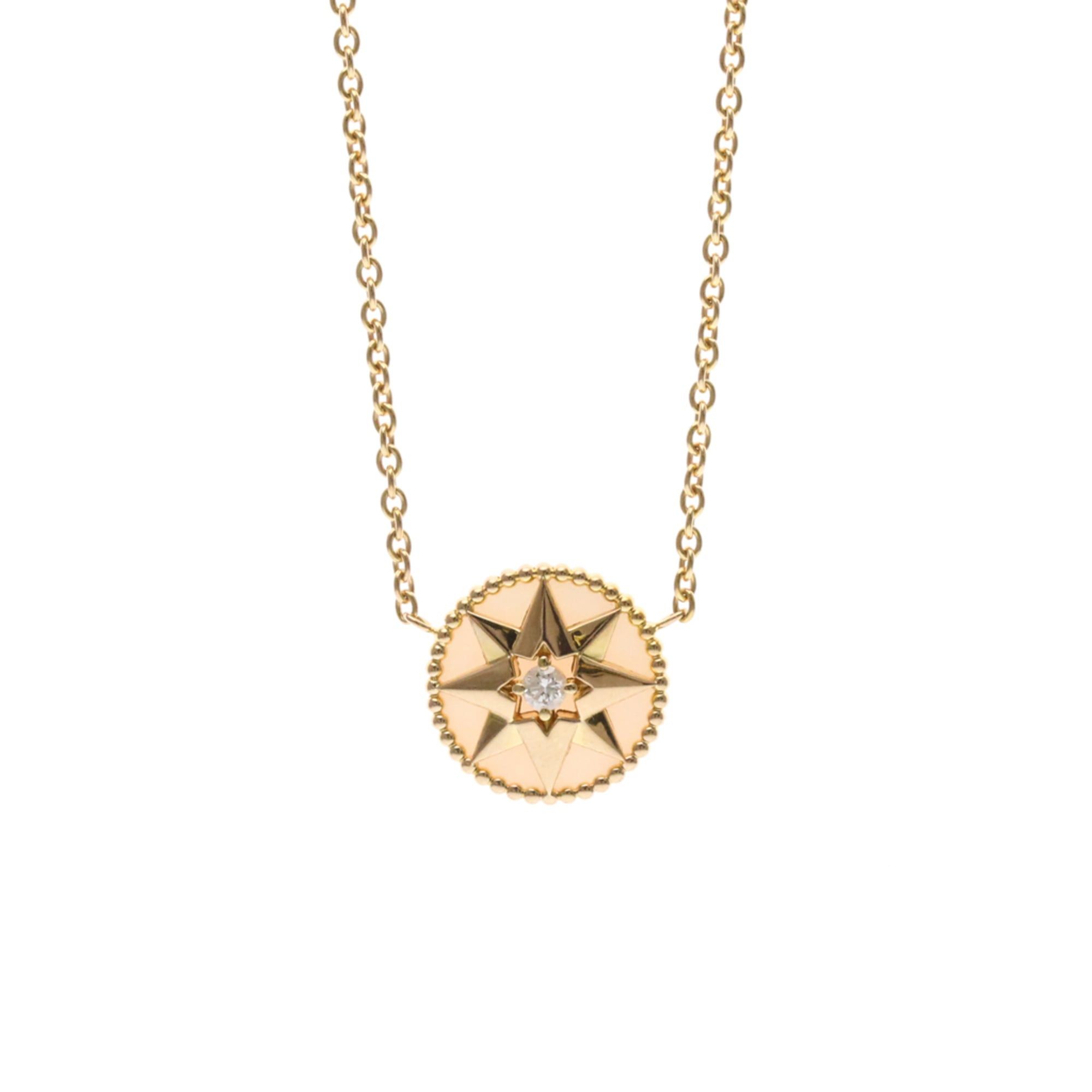 Christian Dior Rose Des Vents Necklace Pink Gold (18K) Opal MenWomen Fashion Pendant Necklace (Pink Gold)