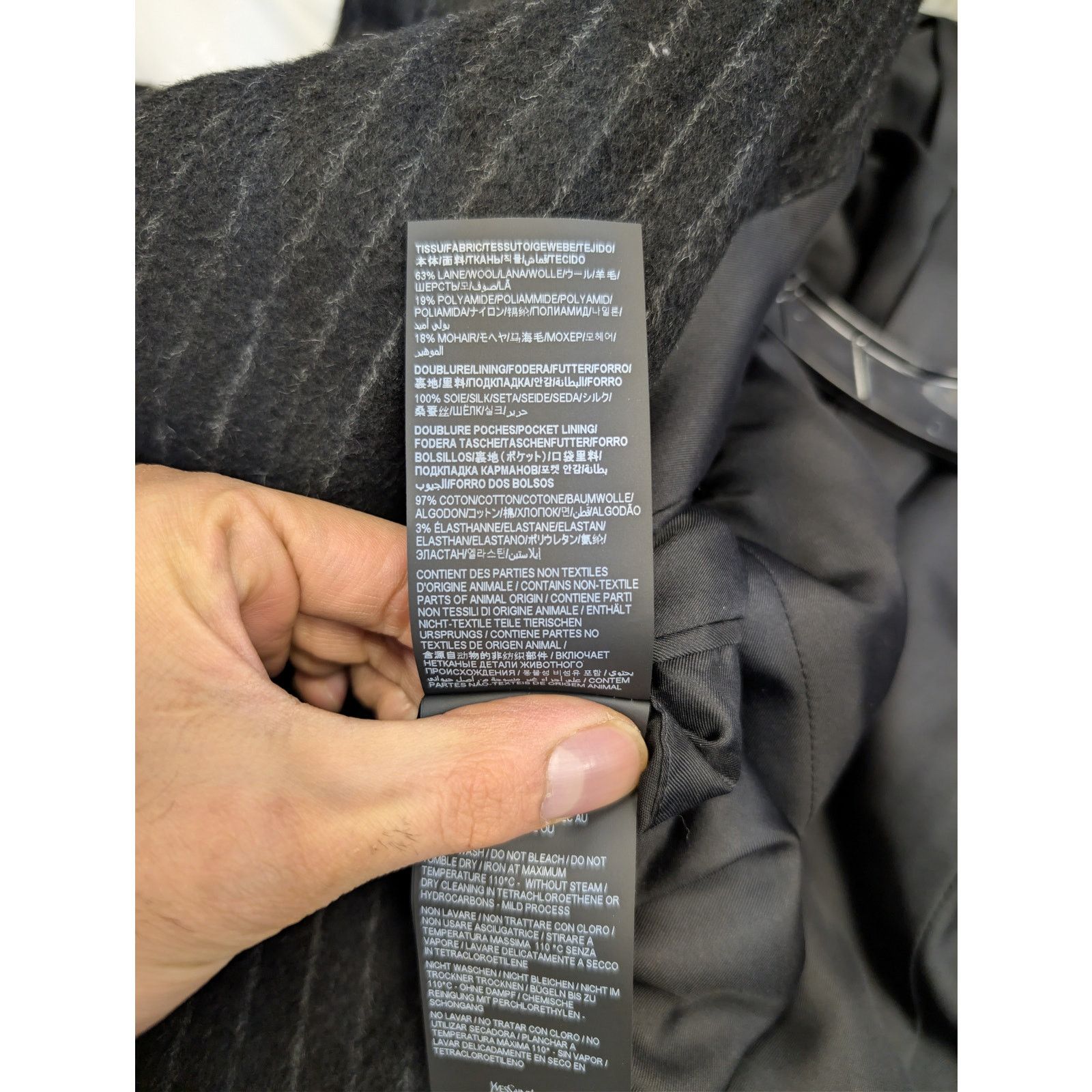 Saint Laurent Paris o1rshd1 Manteau Rayure Relief Stripe Coat Anthracite Chalk Size US M / EU 48-50 / 2 - 17 Thumbnail