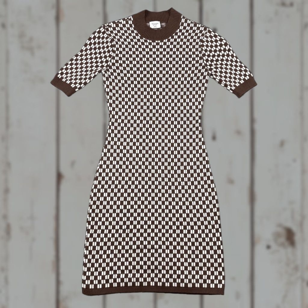 Abercrombie & Fitch VINTAGE Abercrombie & Fitch XXSP Knit Bodycon Checkered Dress Ultra Soft EUC Dress P2XS Midi White Short Sleeve Crew Neck Petites Womens Size XXS / US 00 / IT 34 - 1 Thumbnail