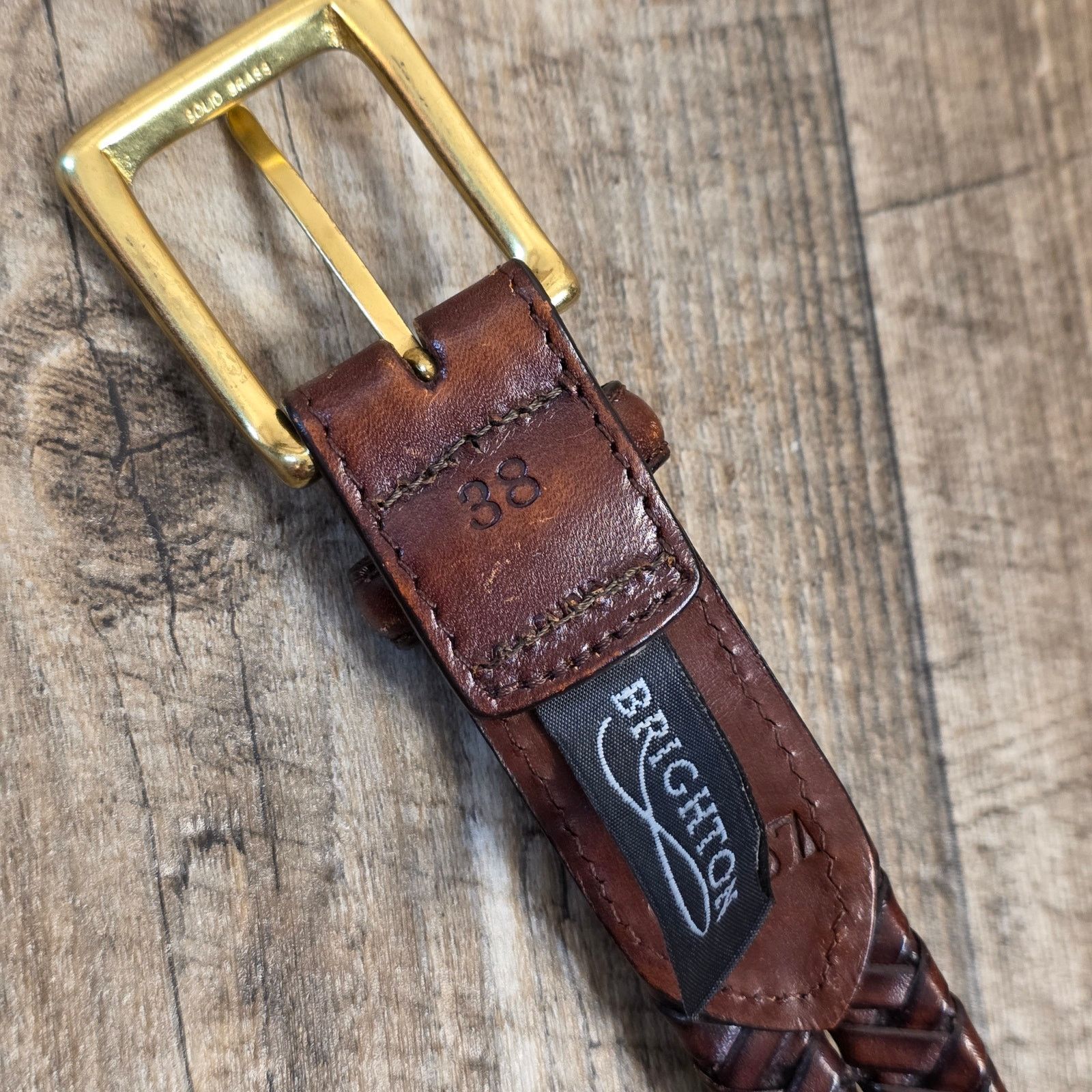 Brighton Brighton Belt Brown Woven Solid Brass Buckle Braided Size 38 Size 38 - 4 Thumbnail
