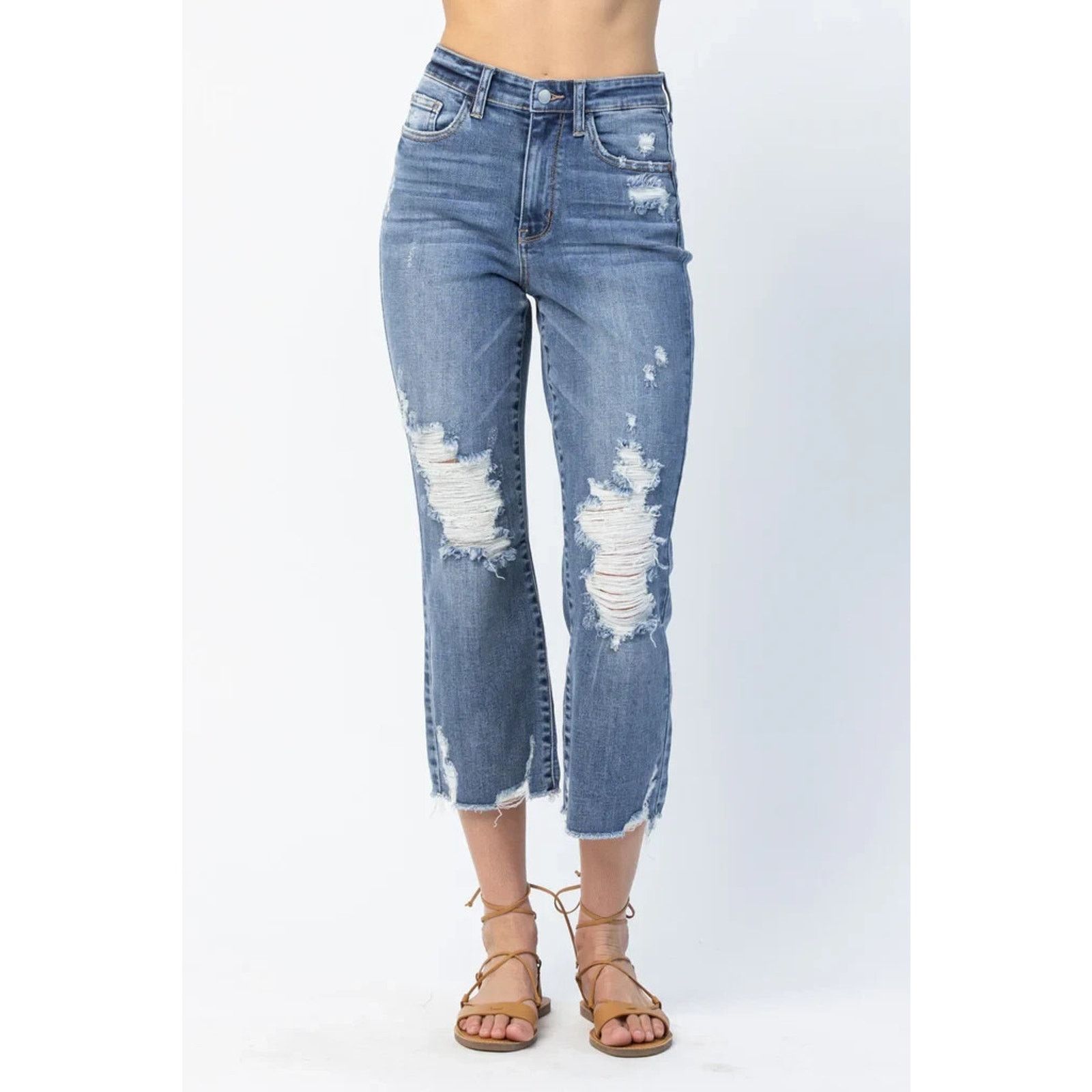 Judy Blue Judy Blue Alisha Hi-Rise Destroyed Straight Leg Jeans 16W Size 38" / US 16 / IT 52 - 1 Thumbnail