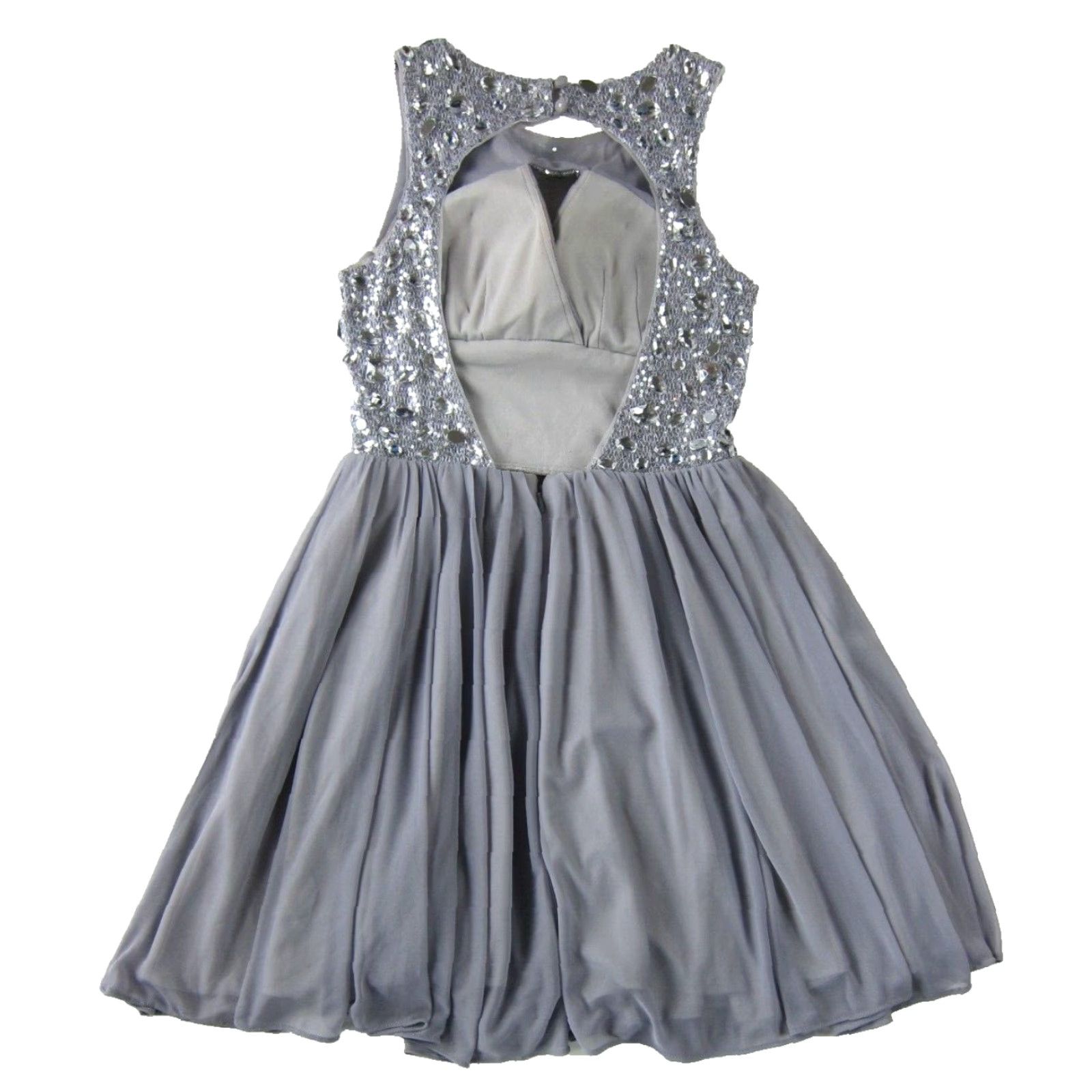 Vintage Blondie Nites Ball Gown Dress Sleeveless Party Grey Silver Sparkle Ruched 1 Womens Junior Size 1 Knee Length Size XS / US 0-2 / IT 36-38 - 2 Thumbnail