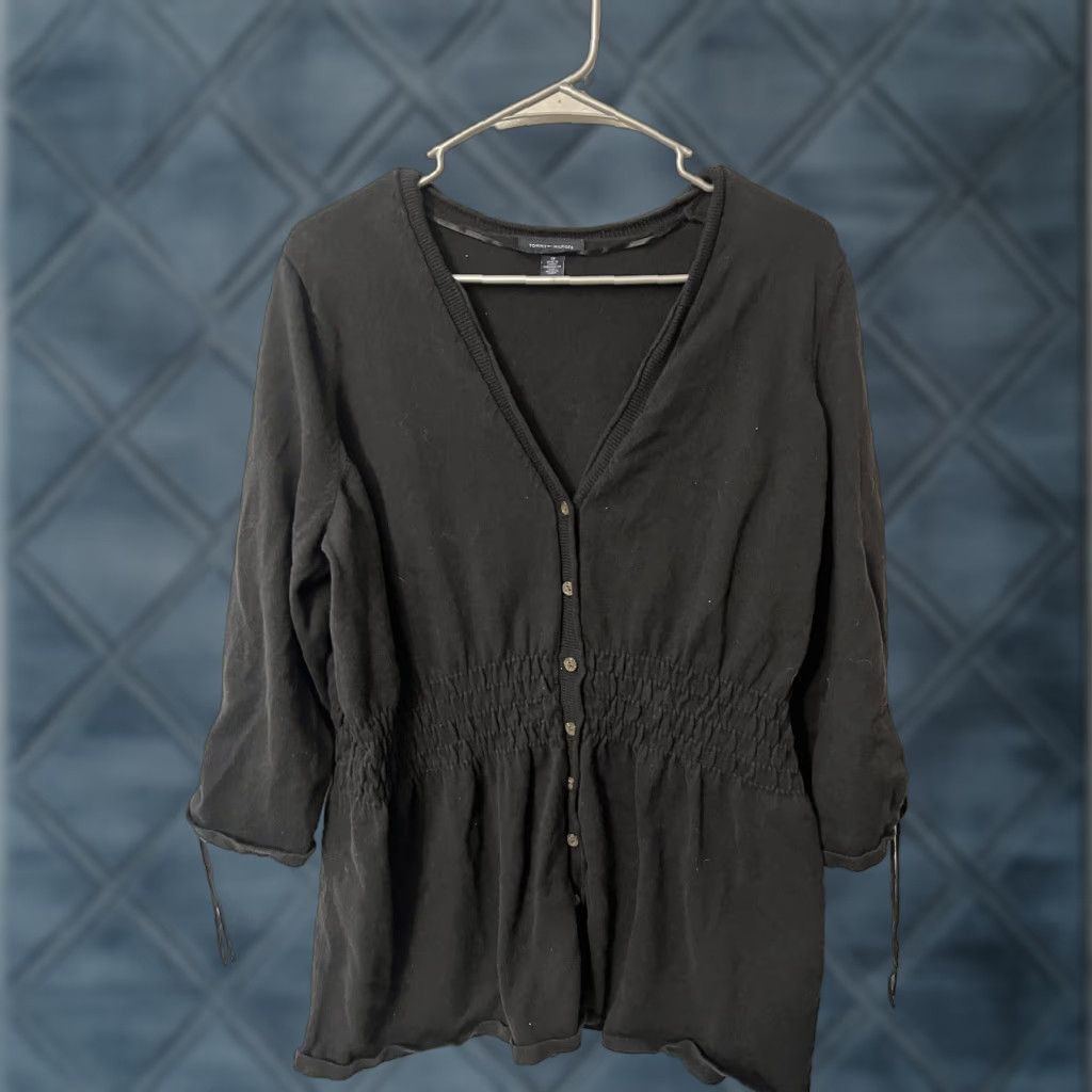 Tommy Hilfiger Tommy Hilfiger Women Cardigan 3/4 Sleeve Jumper 1X Black Size XL / US 12-14 / IT 48-50 - 1 Thumbnail