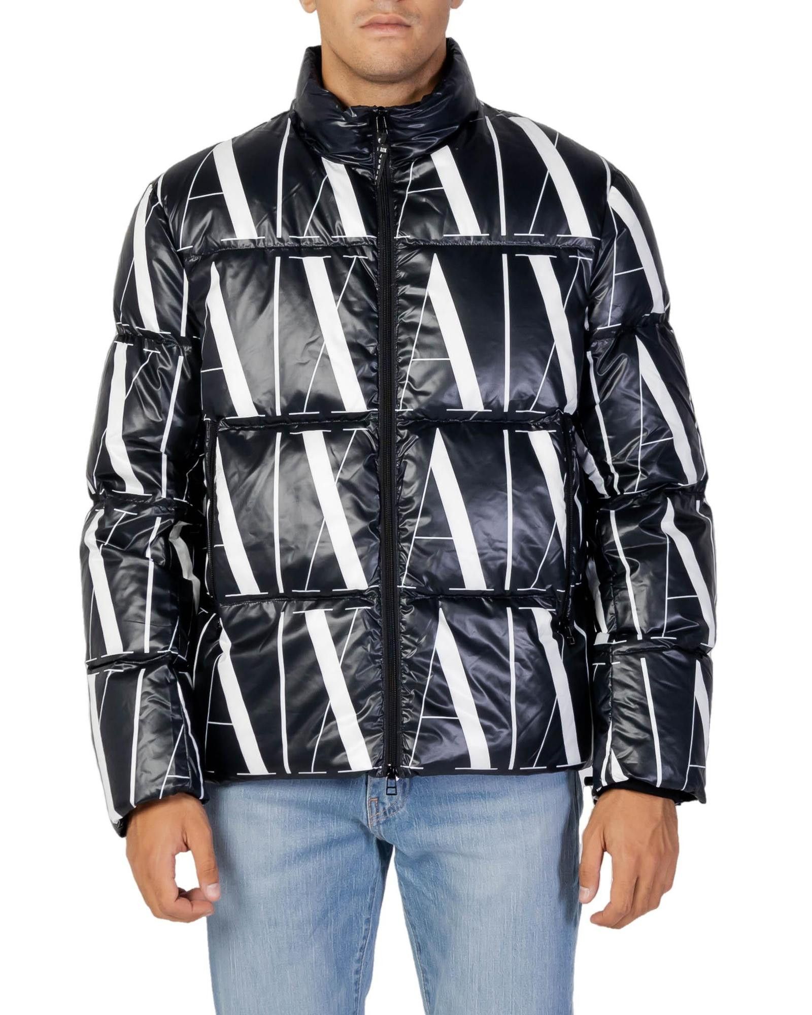 image of Armani Exchange Print Zip Jacket in Black, Men's (Size XL)