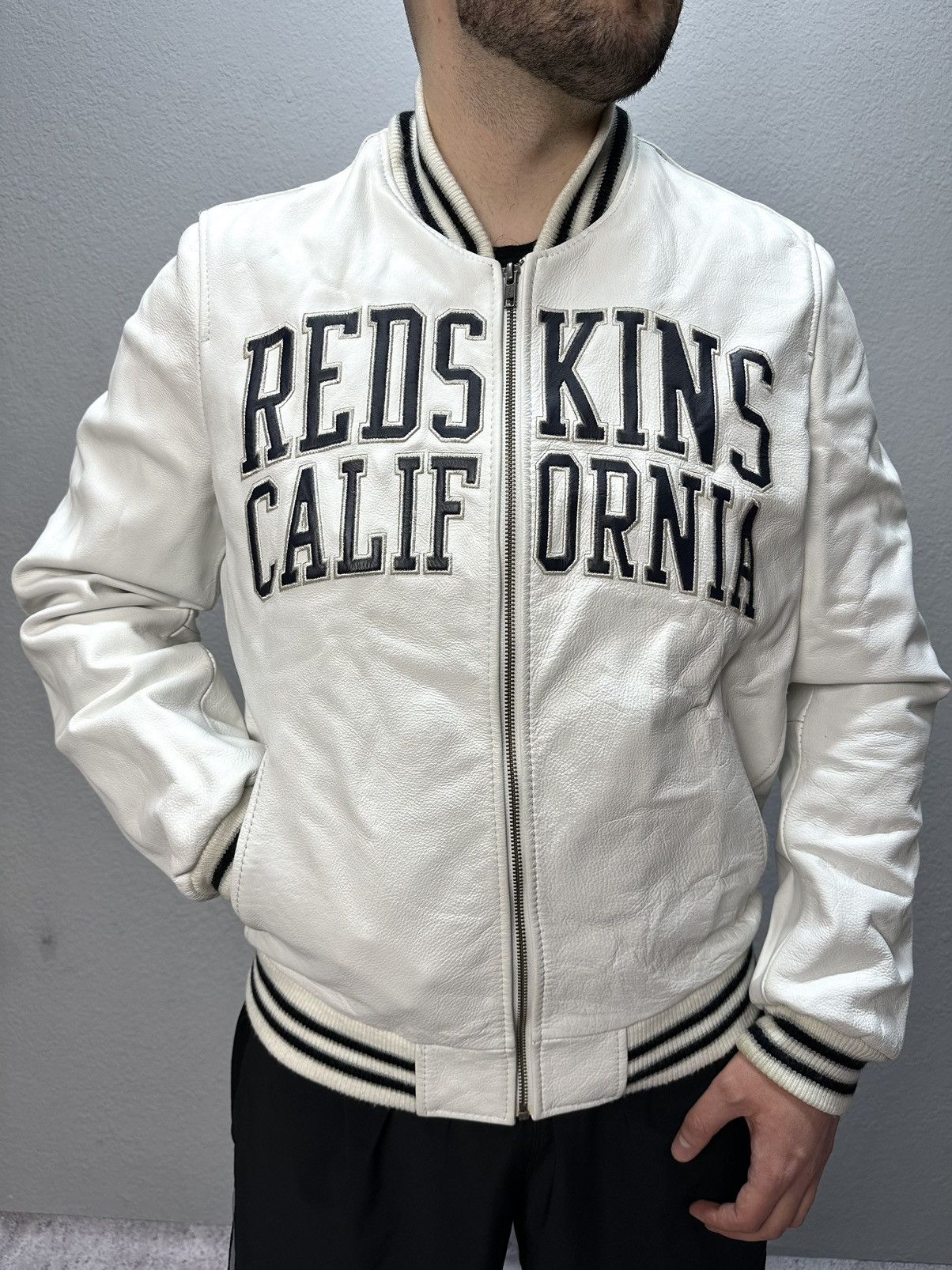 NFL × Vintage Vintage Redskins California Bomber Leather Jacket Varsity Size US XL / EU 56 / 4 - 11 Thumbnail