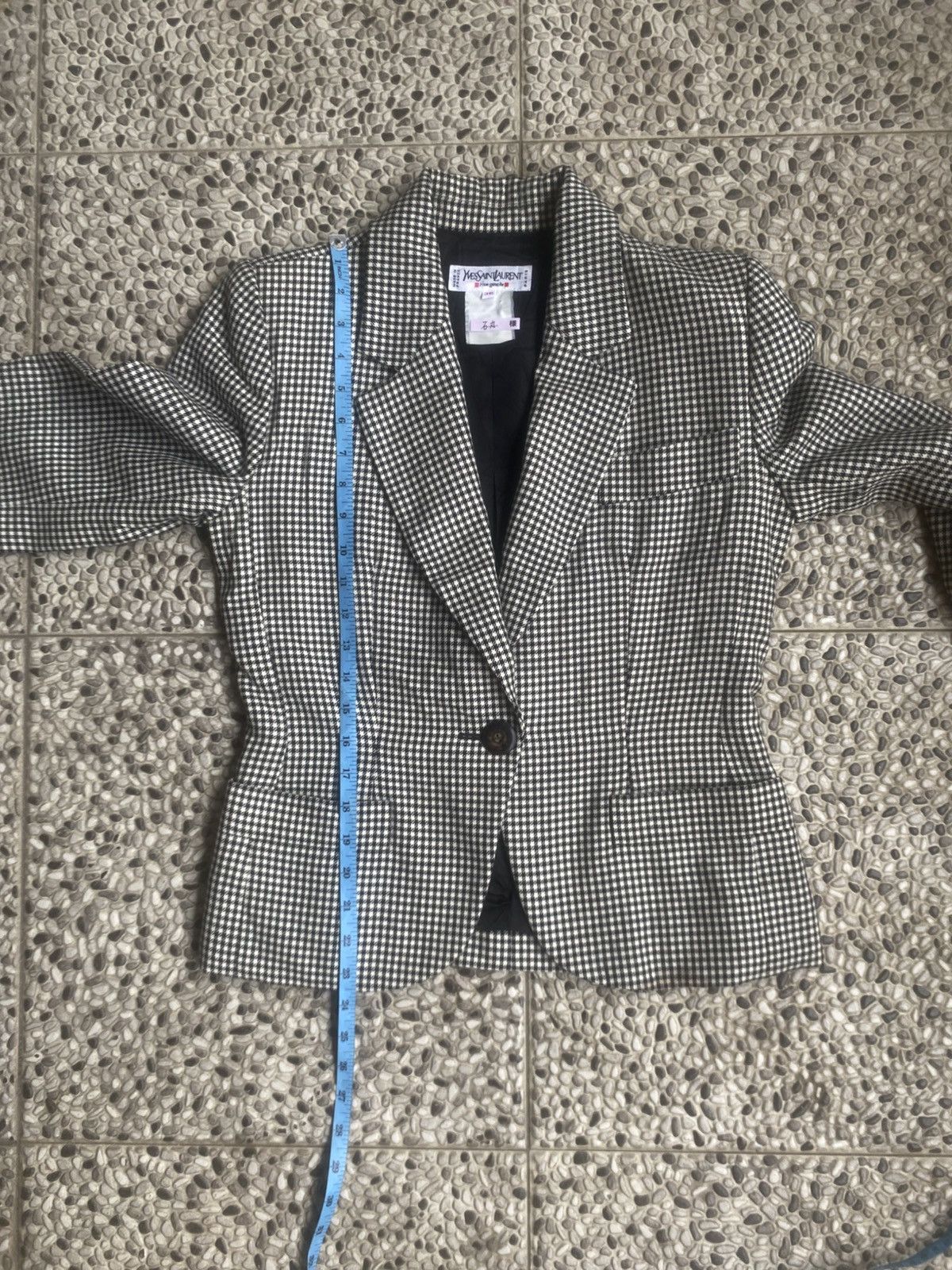 Yves Saint Laurent Vintage YSL Rive Gauche Houndstooth Blazer Made in France Size XS / US 0-2 / IT 36-38 - 8 Thumbnail