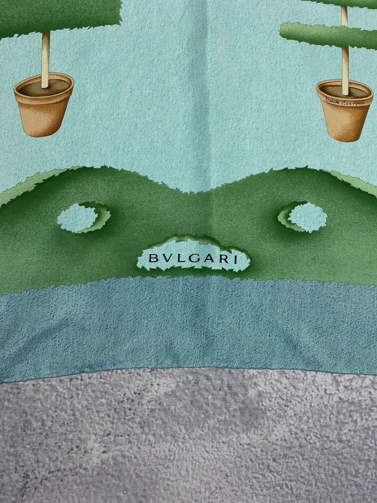 Bvlgari × Vintage Vintage BVLGARI Davide Pizzigoni Vases And Plants Silk Scarf Size ONE SIZE - 3 Thumbnail