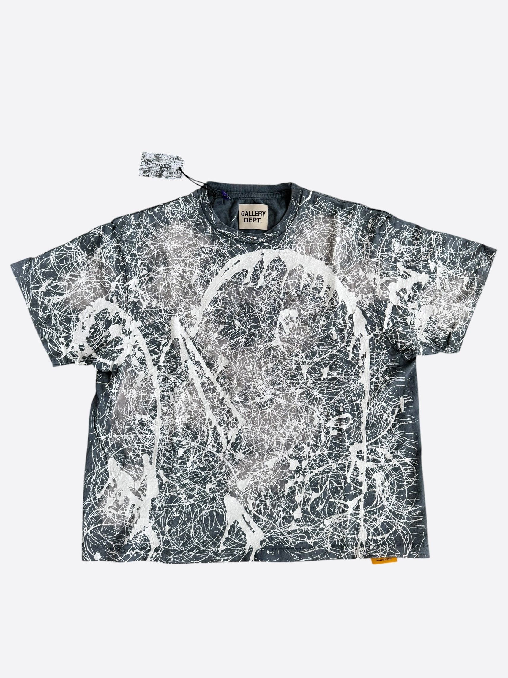 Gallery Dept. Bleached Black & White Abstract Paint Splatter T-Shirt Size US S / EU 44-46 / 1 - 1 Thumbnail