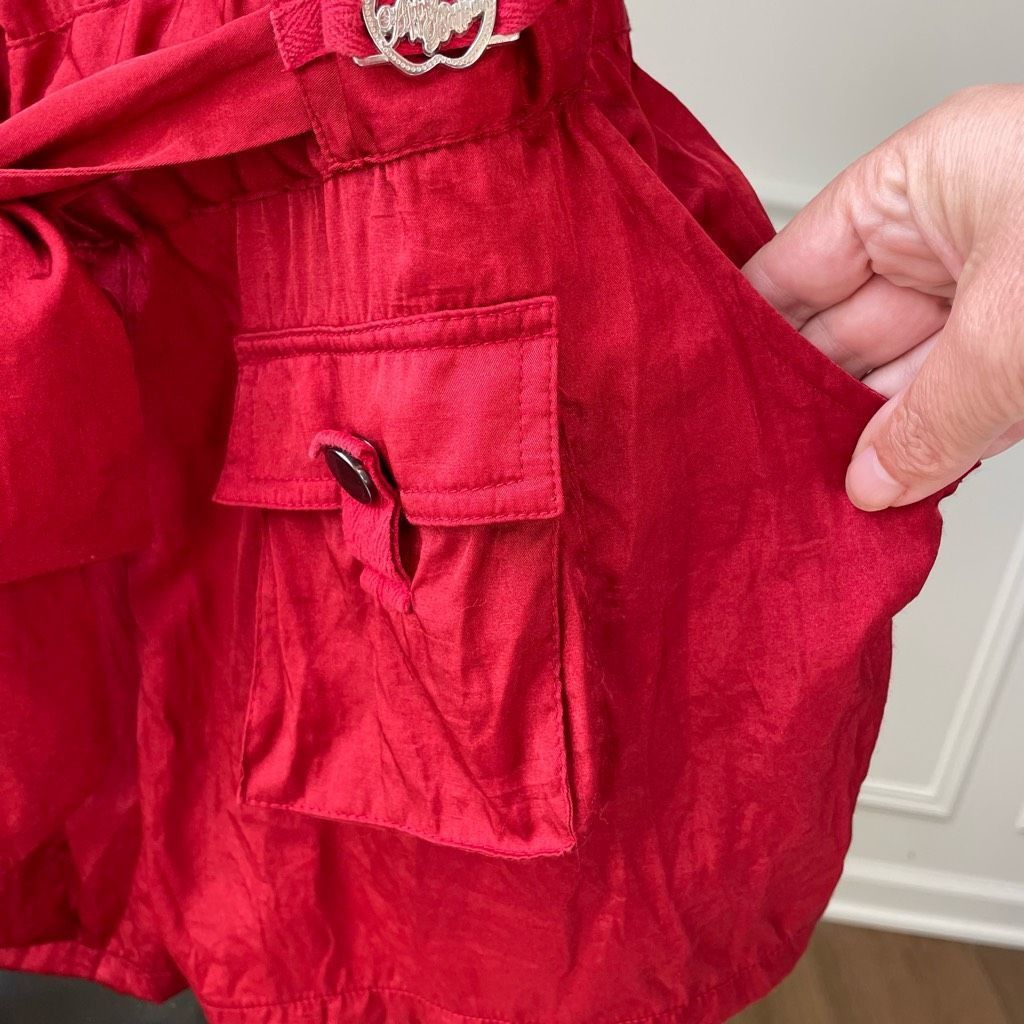 Other Vintage Y2K Apple Bottoms Red Satin Romper Removable Straps Size US 28 / EU 44 - 6 Thumbnail