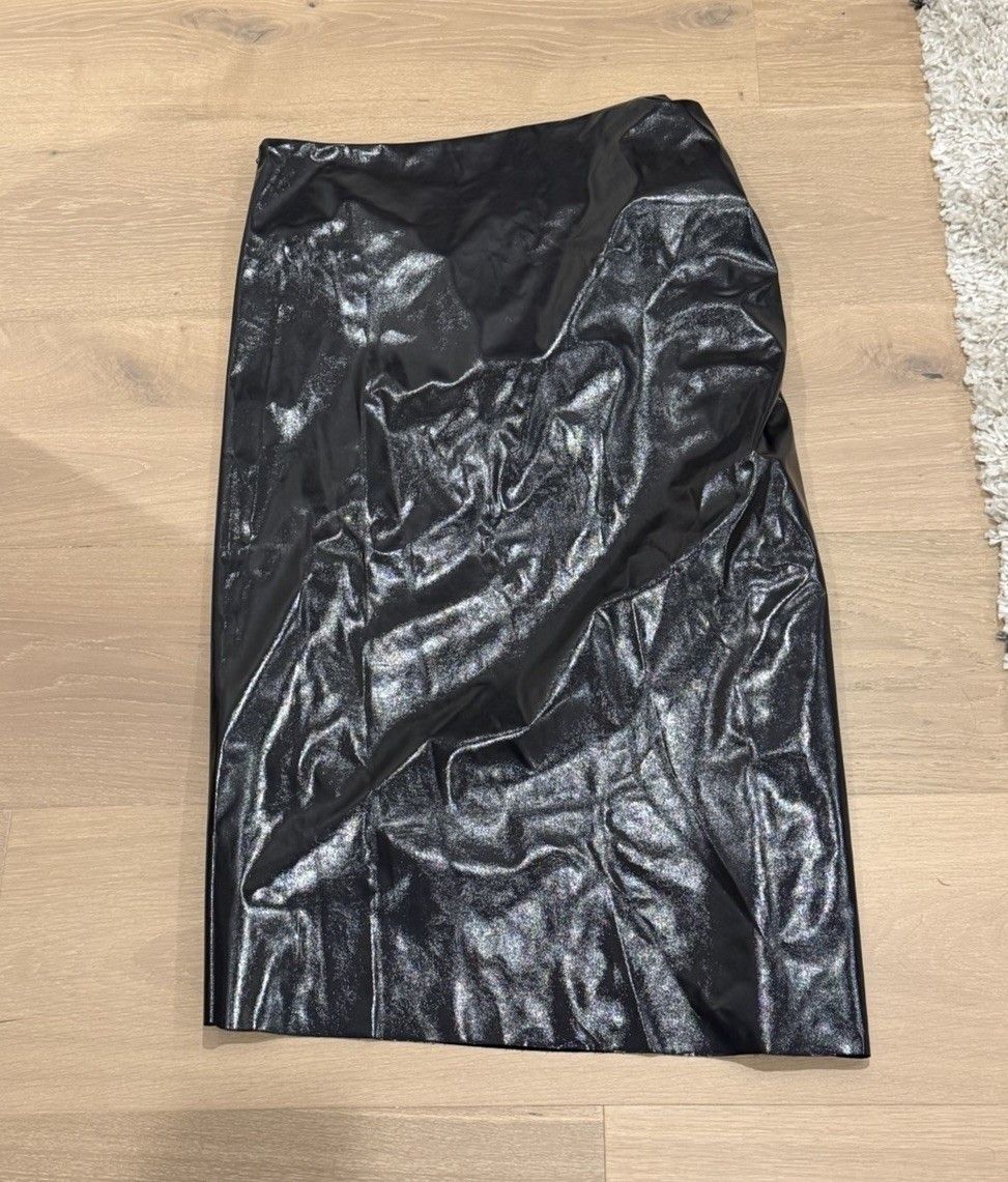A.L.C. A.L.C. Tessa Ruched Faux Leather Midi Skirt Smoke 12 NWT Size 34" / US 12 / IT 48 - 8 Thumbnail