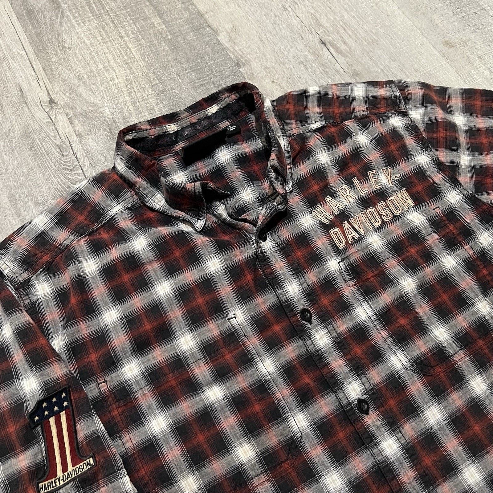 Harley Davidson Harley Davidson Men's Plaid Motorcycle Biker Button Front Size US XL / EU 56 / 4 - 2 Thumbnail