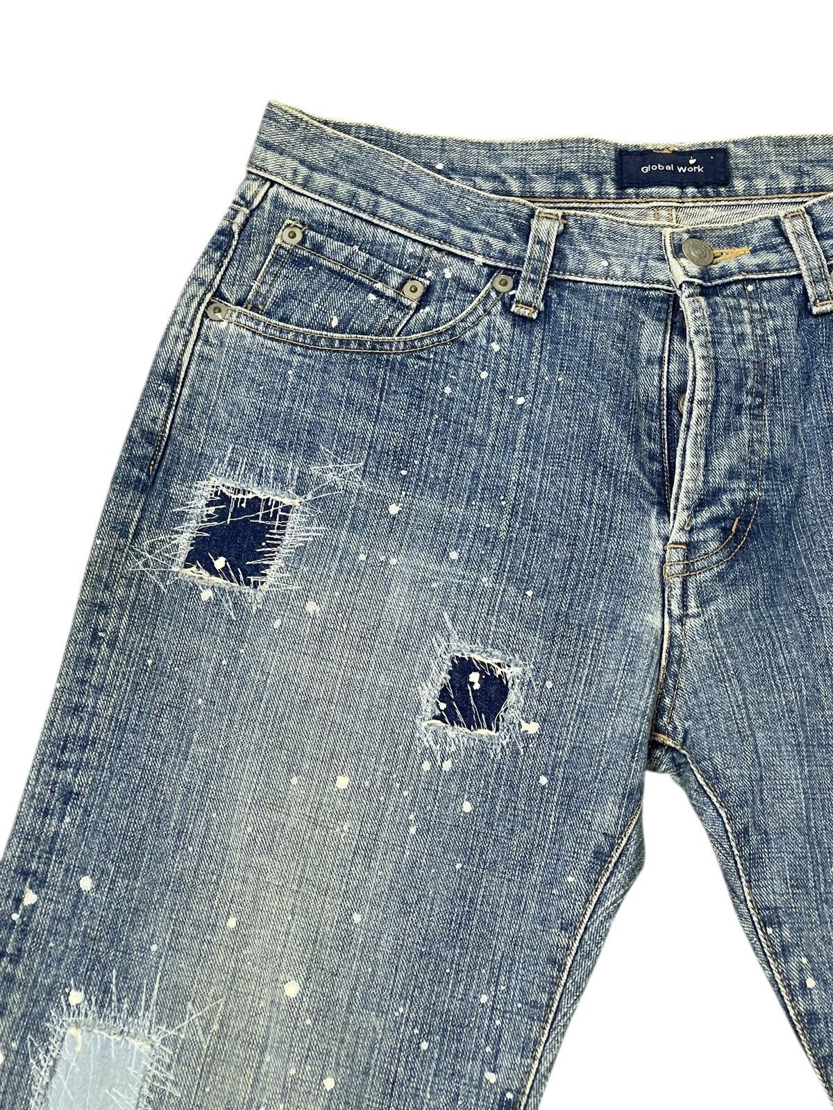 Japanese Brand Patchwork Jeans Global Work Painted Regular 3🟦8 Size US 32 / EU 48 - 6 Thumbnail
