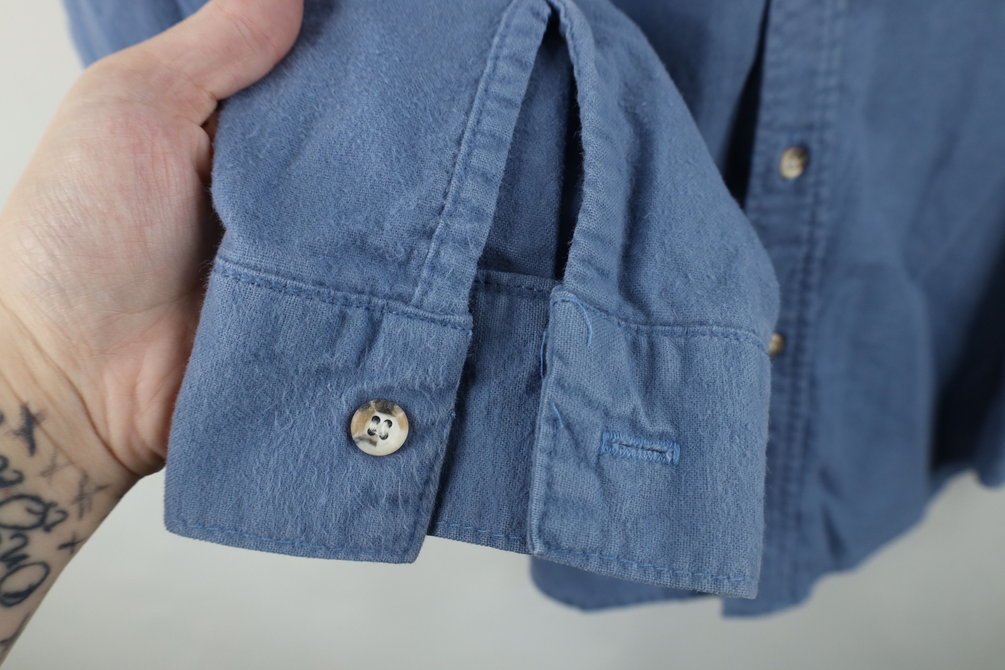 FiveBrother Vintage 90s Five Brother Chamois Cloth Button Shirt Blue USA Size US XXL / EU 58 / 5 - 4 Thumbnail