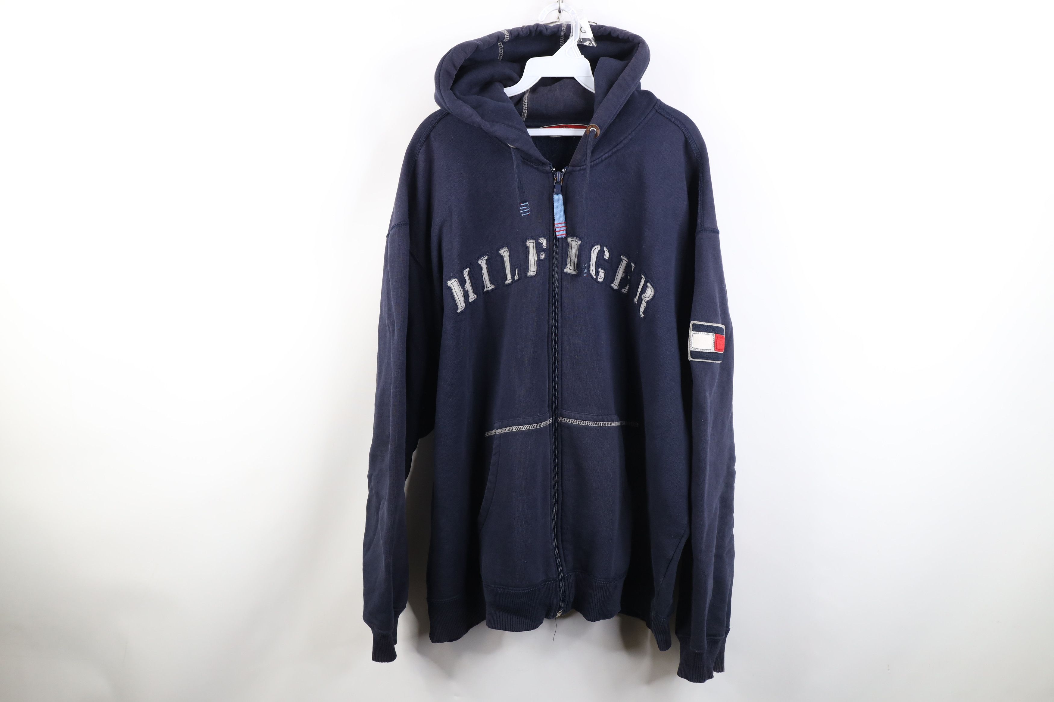 Tommy Hilfiger Vintage Y2K Tommy Hilfiger Spell Out Heavy Full Zip Hoodie Size US XXL / EU 58 / 5 - 1 Thumbnail
