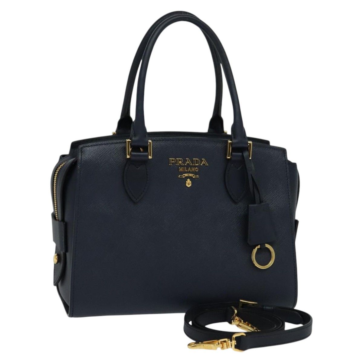Prada Saffiano Navy Leather Handbag (Pre-Owned) Size ONE SIZE - 1 Thumbnail