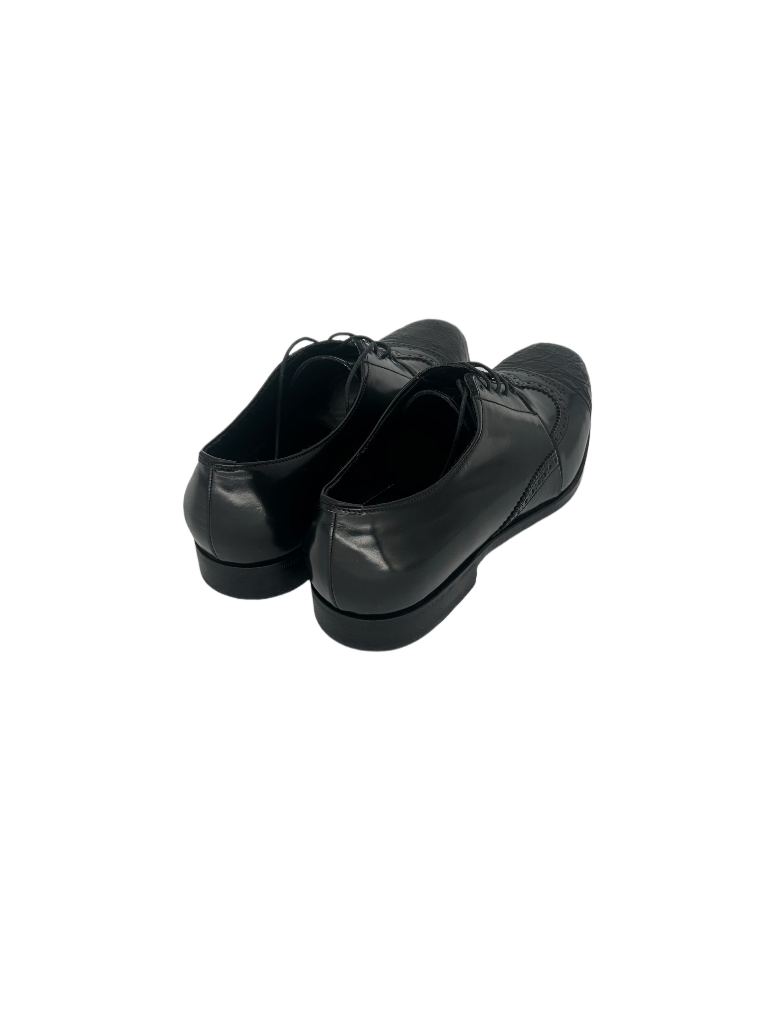 Prada Prada Black Hand Stitched Spazzalato leatherAlligatorToeShoe Size US 12 / EU 45 - 5 Thumbnail