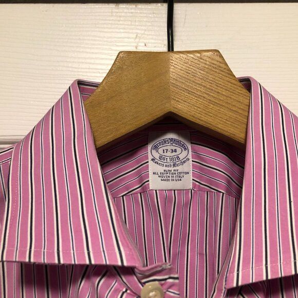 Brooks Brothers brooks brothers men's pink cotton dress shirt size: 17-34 Size US XL / EU 56 / 4 - 7 Thumbnail