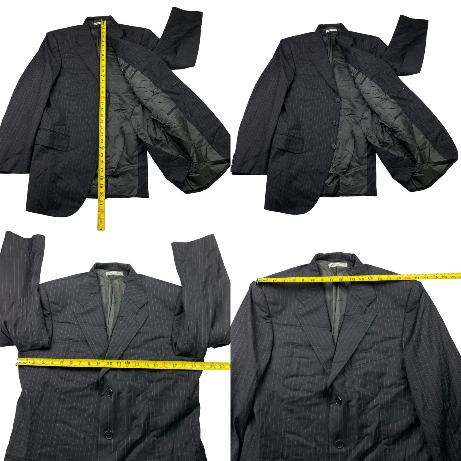 Vintage Belvest Suit 2 Piece Mens Wool Black/Pink Stripe 40S 34x30 Italy Three-Button Single-Breasted Notch Lapel Vintage No N/A Size 40R - 8 Thumbnail
