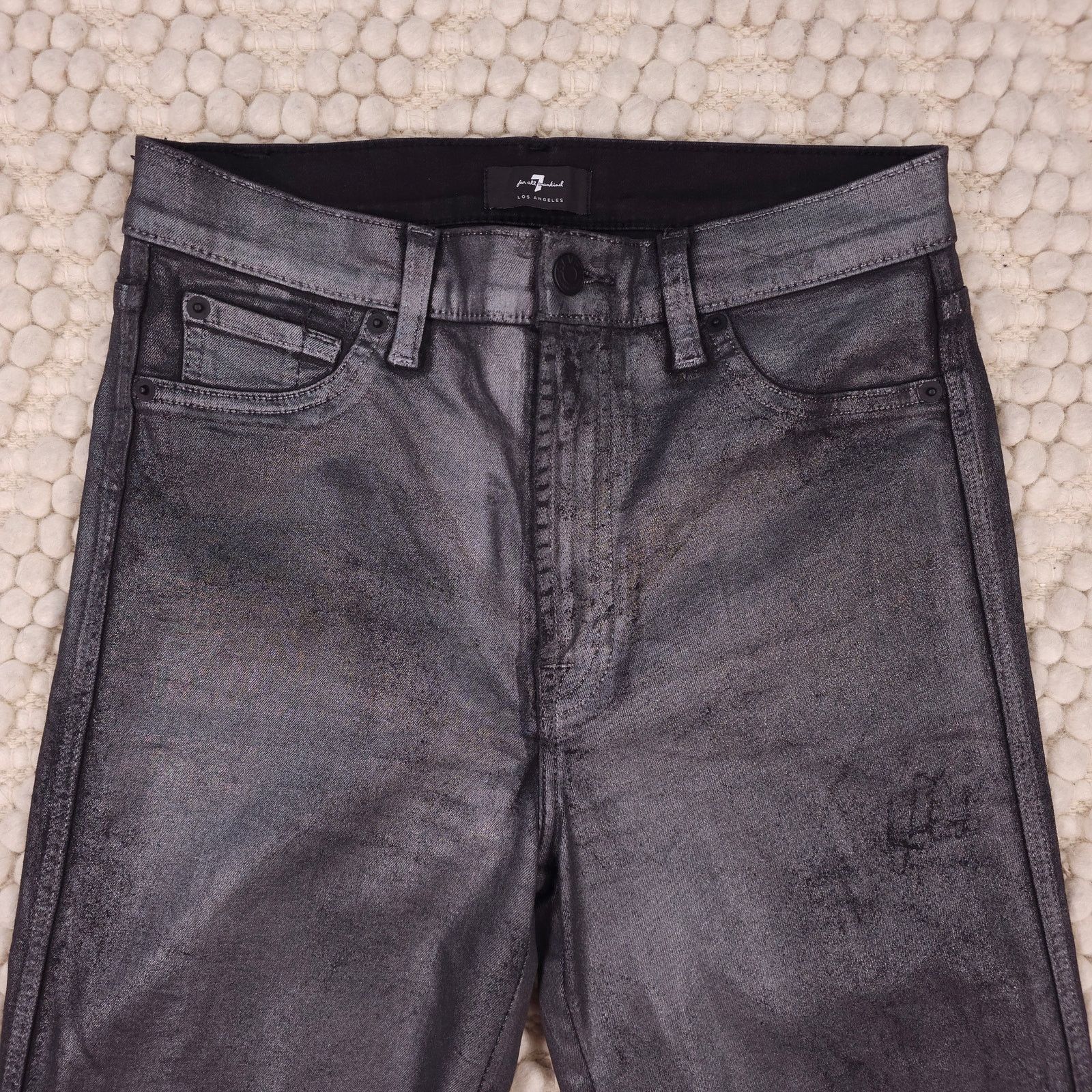 7 For All Mankind 7 For All Mankind High Waist Straight Jeans Coated Pewter 28 Size 28" / US 6 / IT 42 - 2 Thumbnail