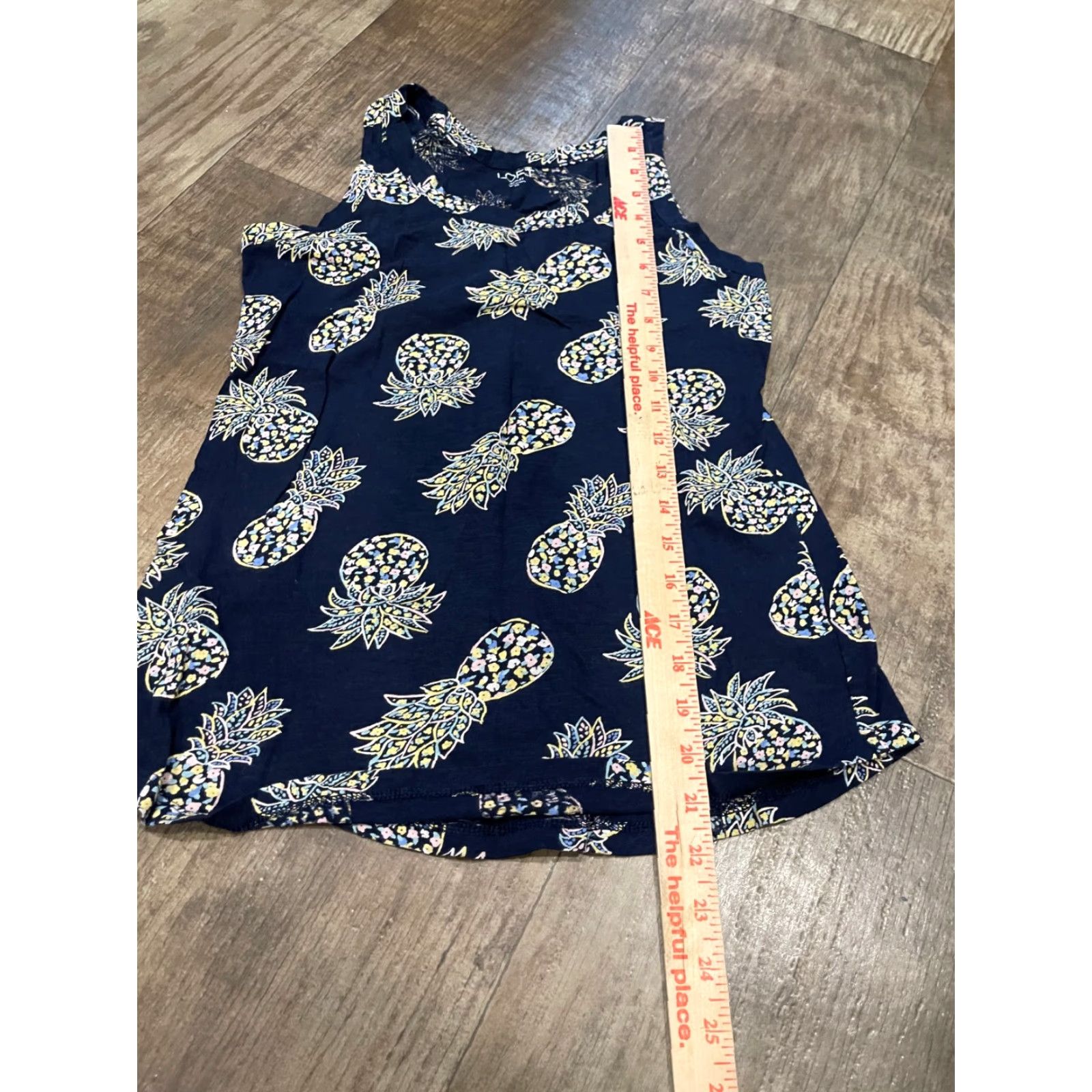Vintage Ann Taylor Loft Tank Top Womens XS Navy Pineapple Pattern Tropical Blouse Size XS / US 0-2 / IT 36-38 - 2 Thumbnail