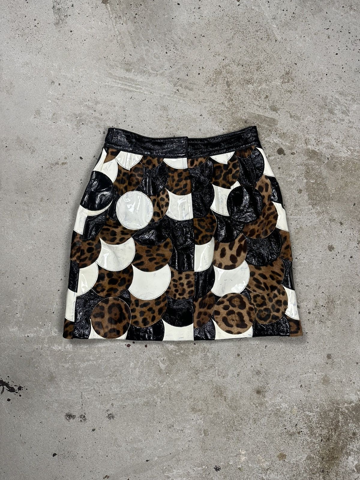 Dolce & Gabbana 2000s Dolce & Gabbana Patchwork Leather Skirt Patent Size 28" / US 6 / IT 42 - 1 Thumbnail