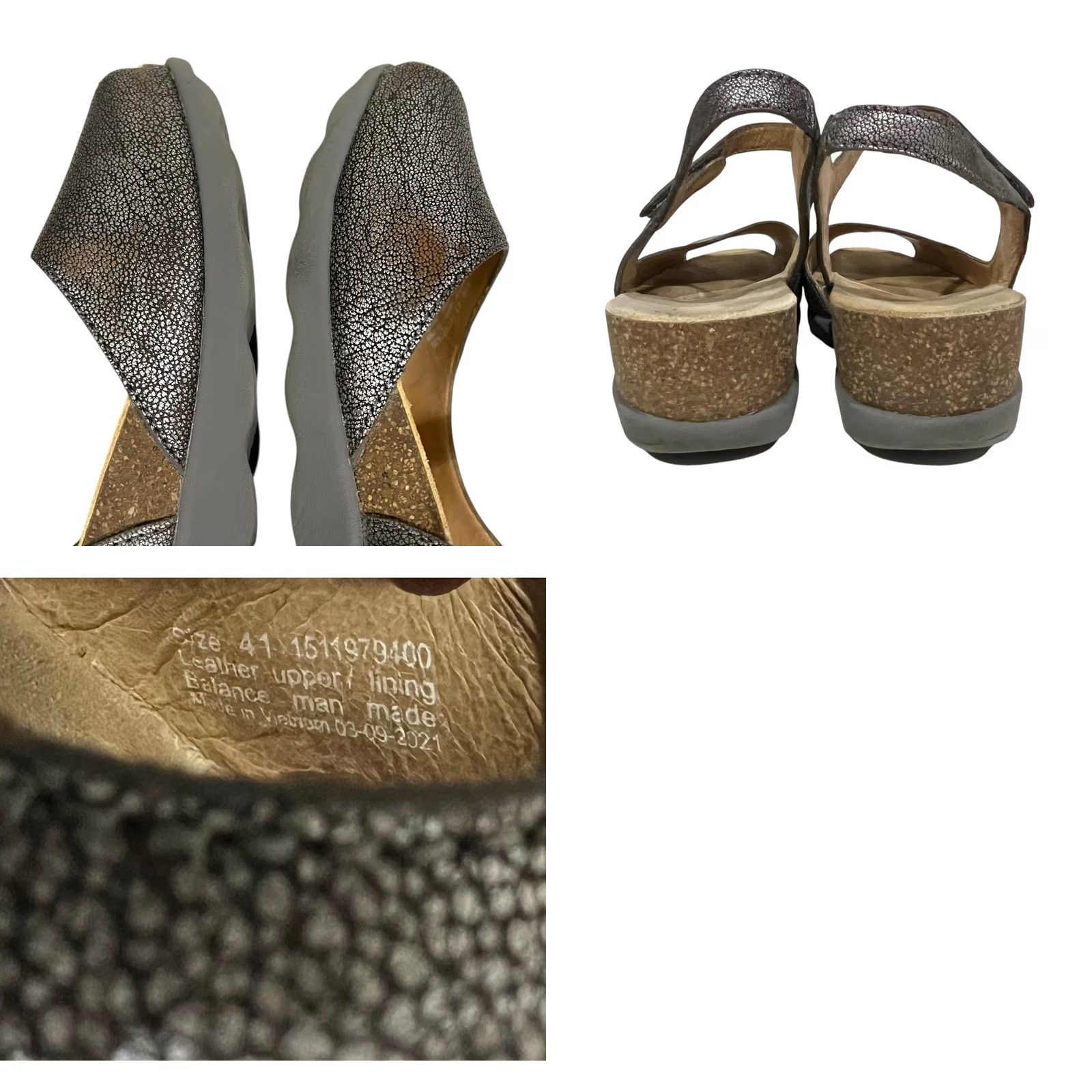 Dansko Dansko Marcy Metallic Pewter Women’s Sandal Peep Toe Ankle Strap Sz 41 11 US Sandal Women Peep toe Ankle Strap Silver Leather Hook & Loop Size US 11 / IT 41 - 8 Thumbnail