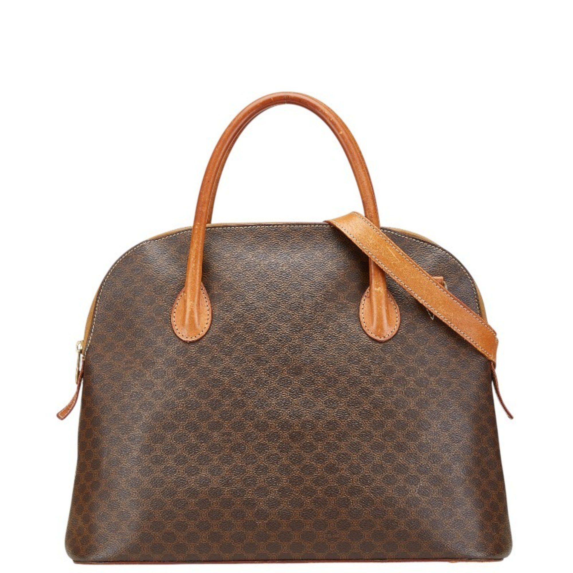 Celine Macadam Tote Bag Shoulder Brown Pvc Leather Women's Celine