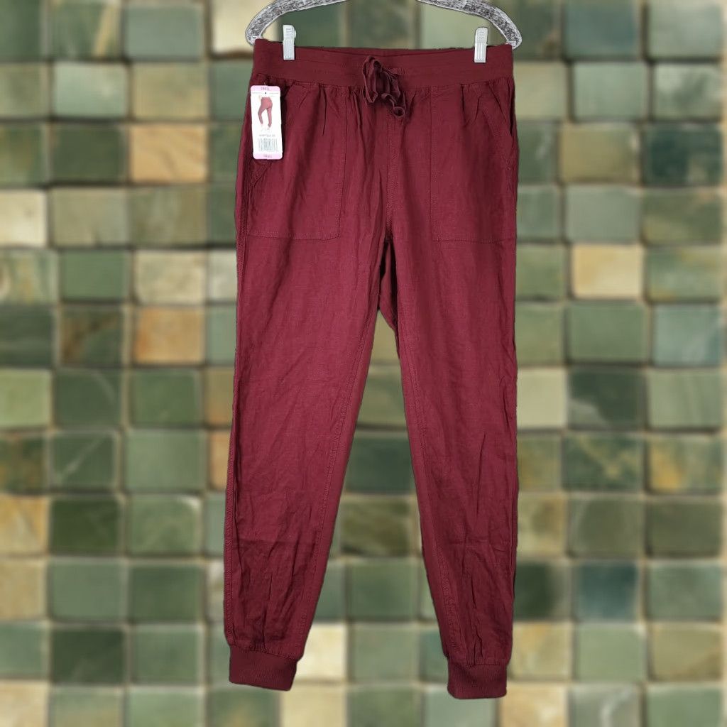 Vintage VINTAGE Seven7 Jogger Pants Womens Size Small Elastic Waist Burgundy Red Utility Pants Womens S Size 28" / US 6 / IT 42 - 1 Thumbnail
