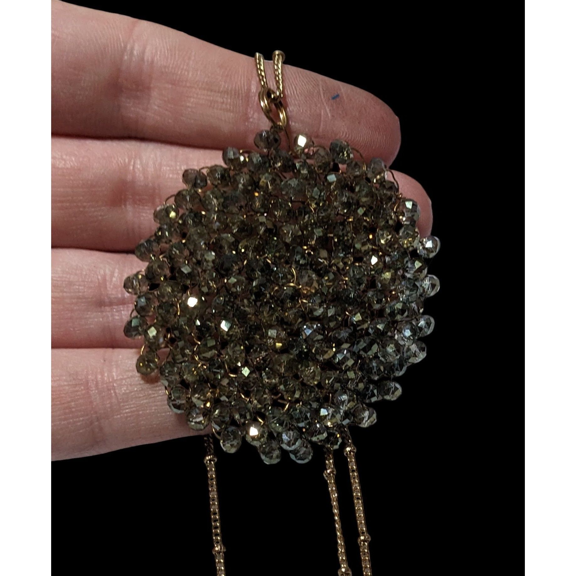 Other Handmade Wire Beaded Sparkly Glass Pendant Necklace Size ONE SIZE - 4 Thumbnail