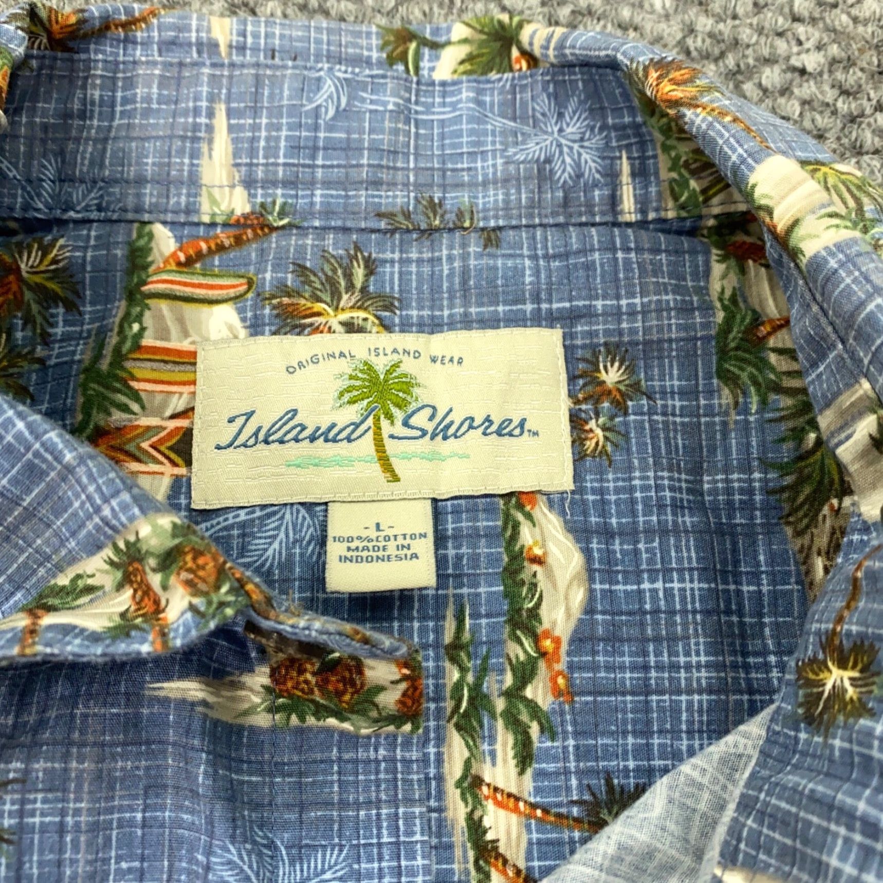 Vintage VINTAGE Island Shores Hawaiian Shirt Button-Up Beach Casual Cotton Blue Large Adult Mens Shirt Regular Fit Short Sleeve Aloha 90s Size US L / EU 52-54 / 3 - 2 Thumbnail