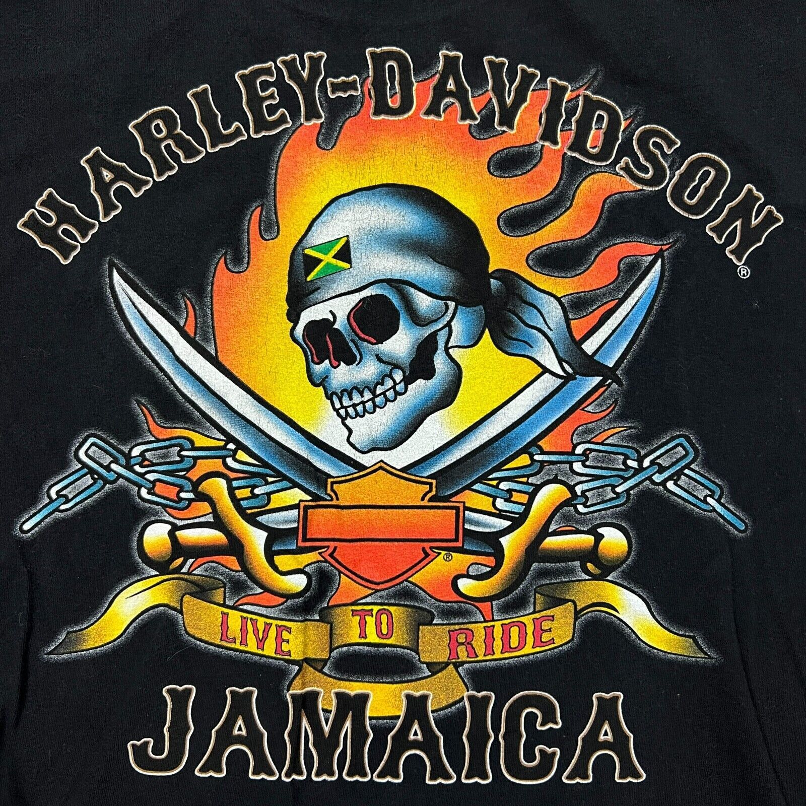 Harley Davidson × Vintage Vintage Y2K Harley Davidson T Shirt Live To Ride Skull Tee Size US L / EU 52-54 / 3 - 6 Thumbnail