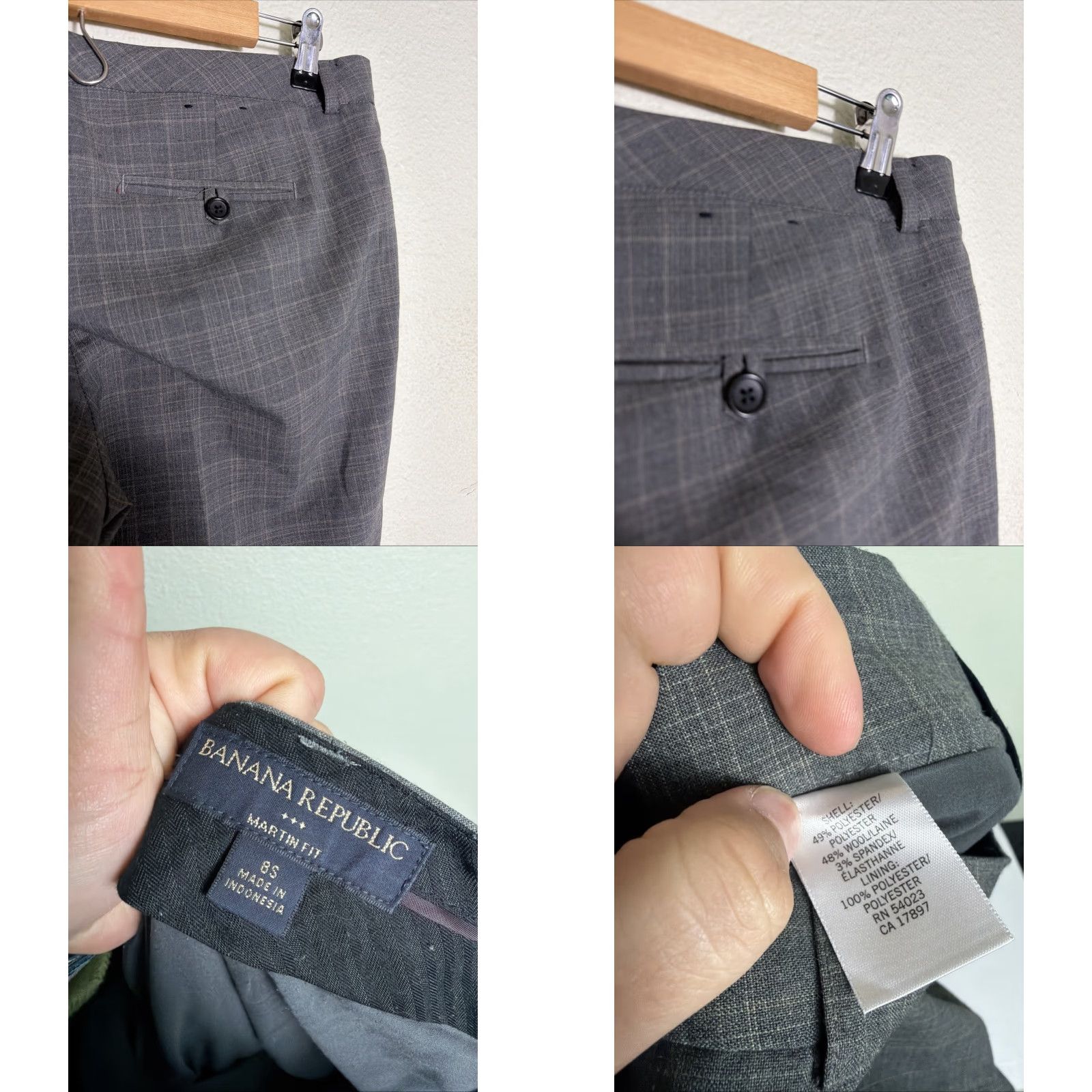 Banana Republic Banana Republic Pants Women 8S Martin-Fit Gray Plaid Cotton Knit Wool Blend Dress Pants Victoria? Size 30" / US 8 / IT 44 - 9 Thumbnail