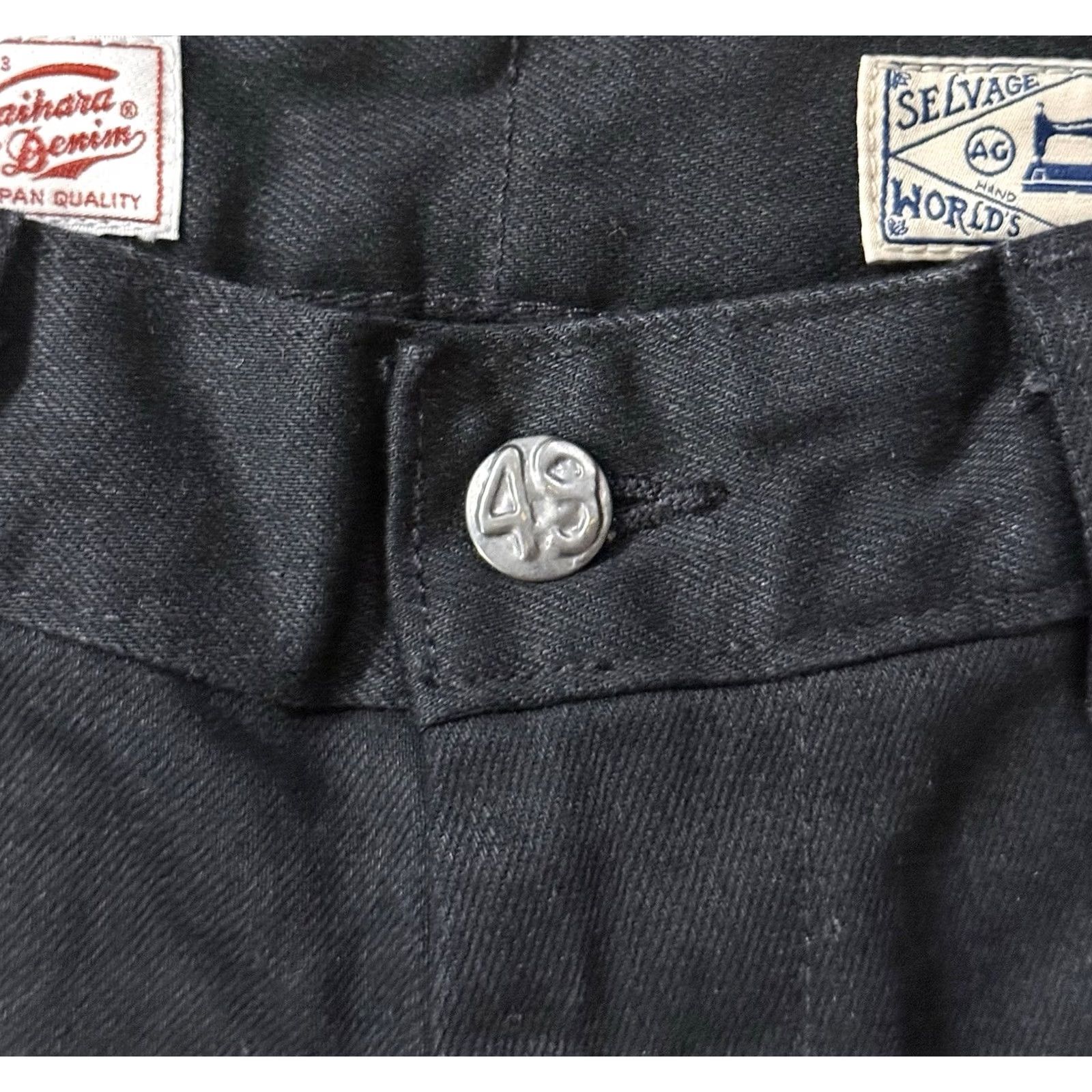 Denime VINTAGE Adriano Goldschmied Lochlan Kaihara Selvage Denim Jeans 28x34 Slimming Fits: 31x33 Black Denim 5-Pocket Limited Edition Mens Size US 28 / EU 44 - 3 Thumbnail