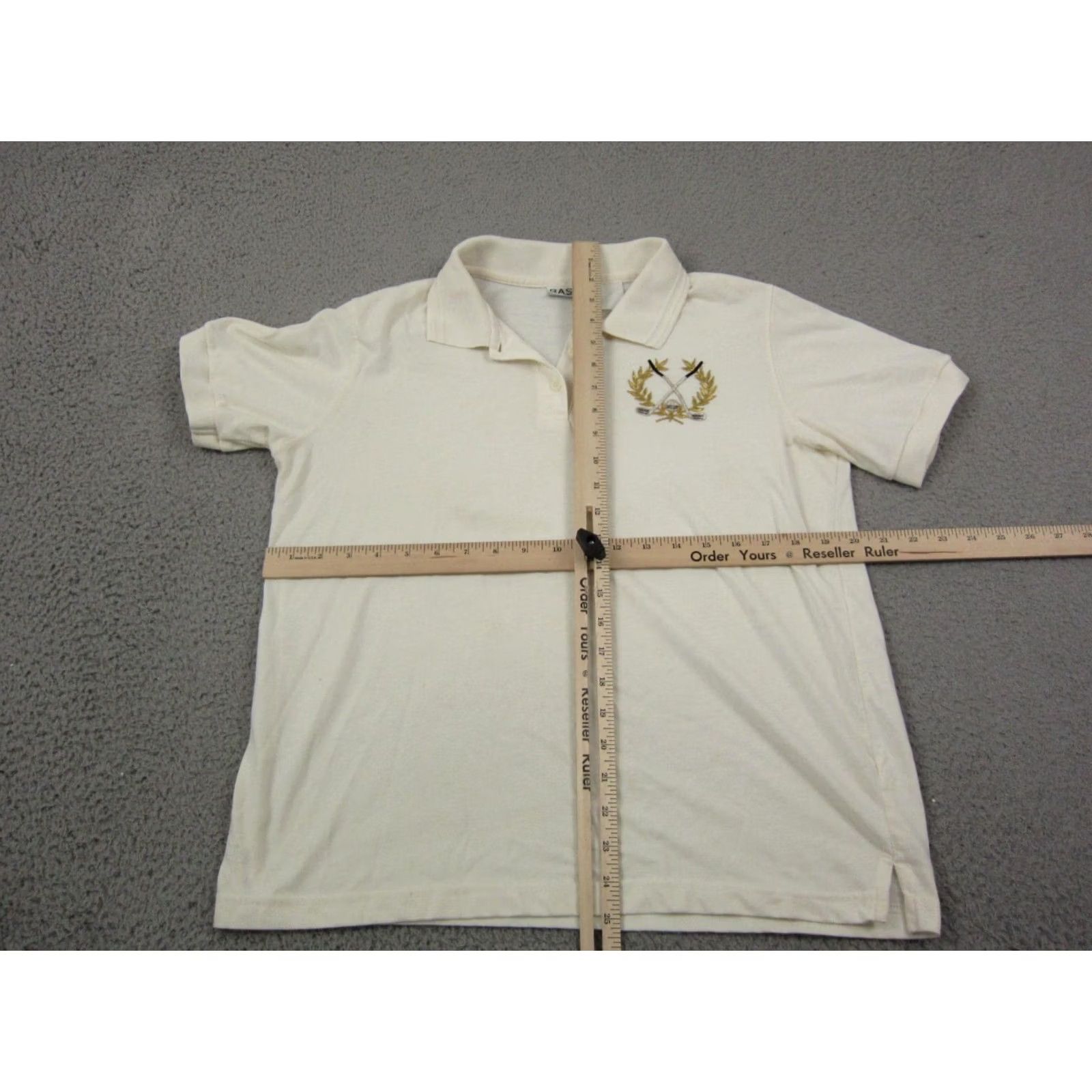 Basic Editions VINTAGE Basic Editions Polo Shirt Womens L Beige Golf Crest 80s 90s Casual Slim Short Sleeve Collared Polo Womens Size L / US 10 / IT 46 - 7 Thumbnail