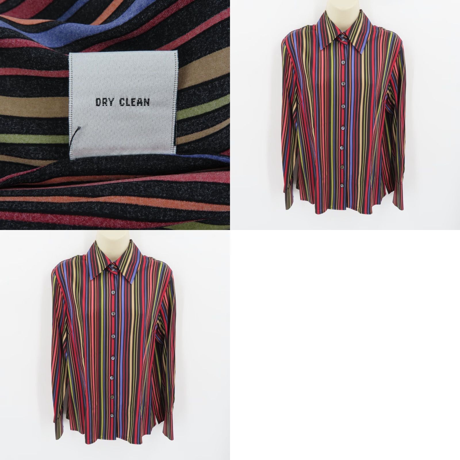 Talbots Talbots Petites 10P Silk Blend Rainbow Striped Collar Button Shirt Womens Pets 10P Multicolor Button-Up Shirt Array Fashion Size L / US 10 / IT 46 - 8 Thumbnail