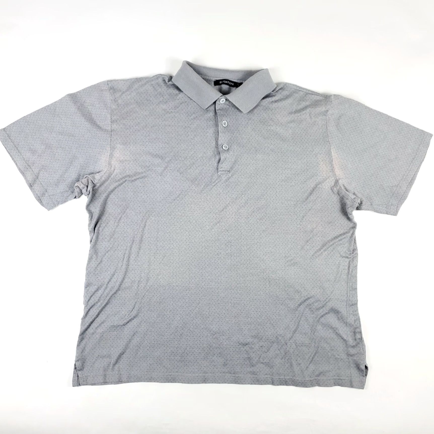 BUGATCHI BUGATCHI Gray Polo Shirt Short Sleeve Mens XL Cotton 100% Geometric Preppy 90s Golf Lacrosse Rugby N/A (no extra) Size US XL / EU 56 / 4 - 2 Thumbnail