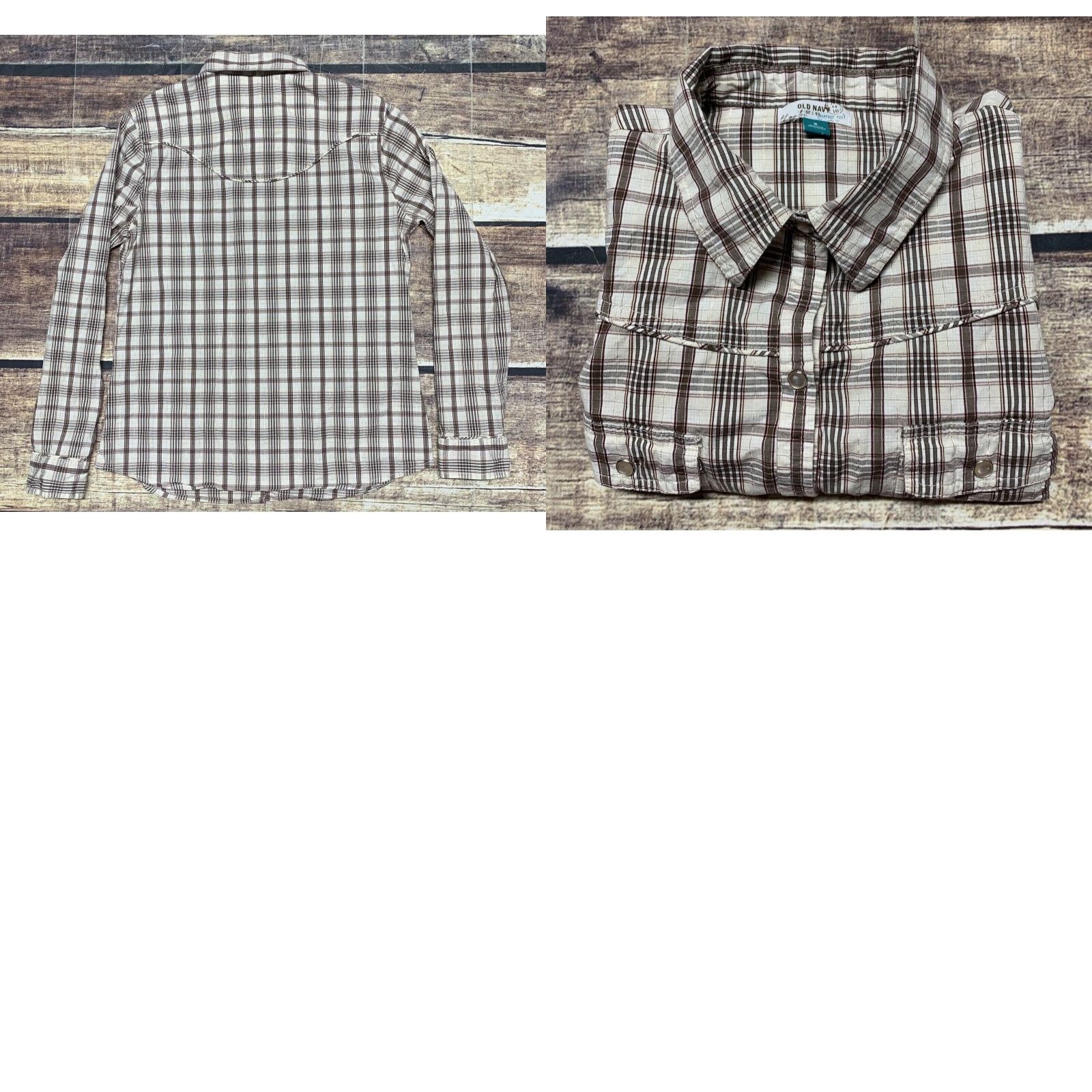 Old Navy Old Navy Pearl Snap Shirt Pearl Snap Western Style Size Medium 2 Front Pockets Brown White Burgandy Men Size US M / EU 48-50 / 2 - 10 Thumbnail