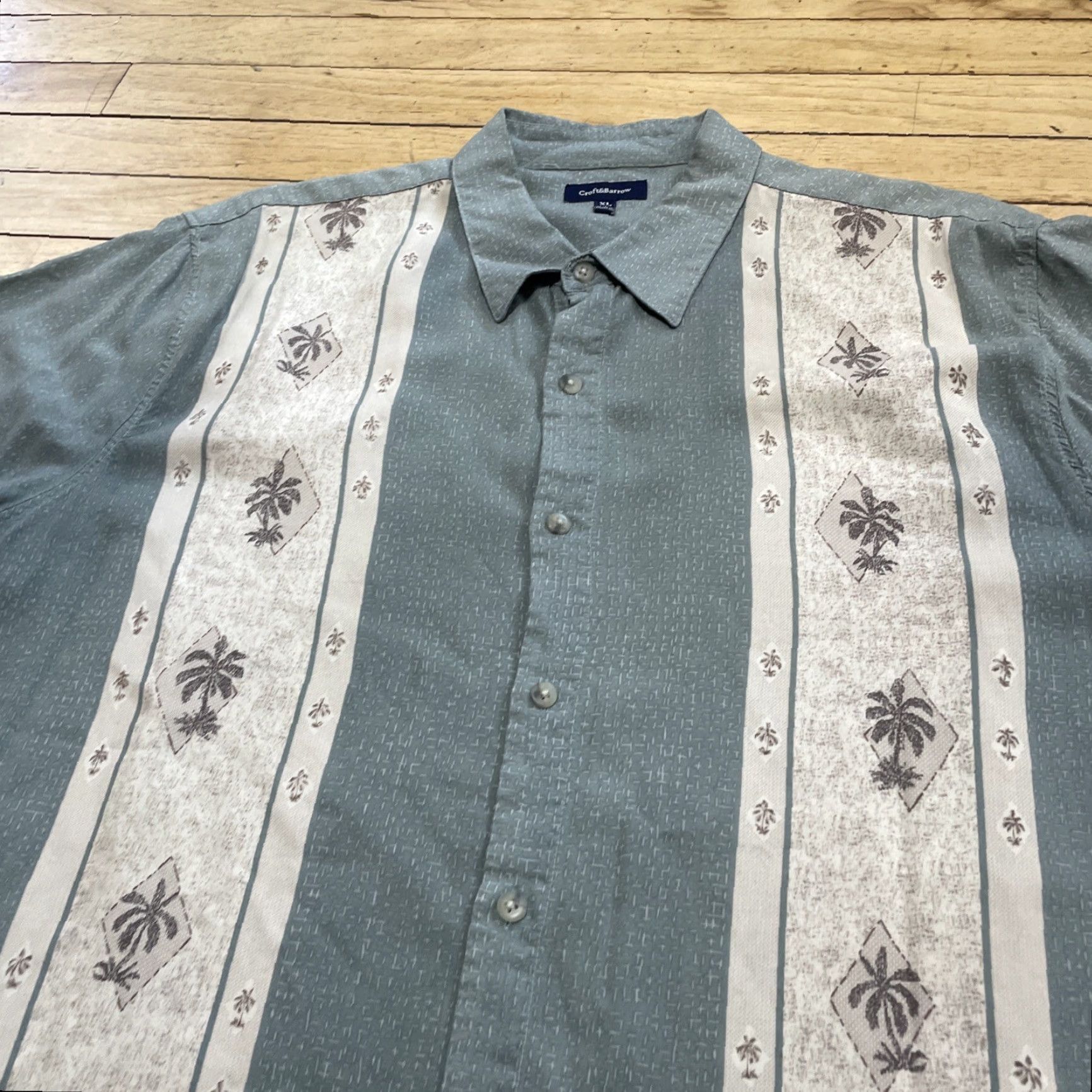 Croft & Barrow Croft & Barrow Guayabero Shirt Men XL Aztec Stripe Green Cream Retro Cuban Money Size US L / EU 52-54 / 3 - 7 Thumbnail