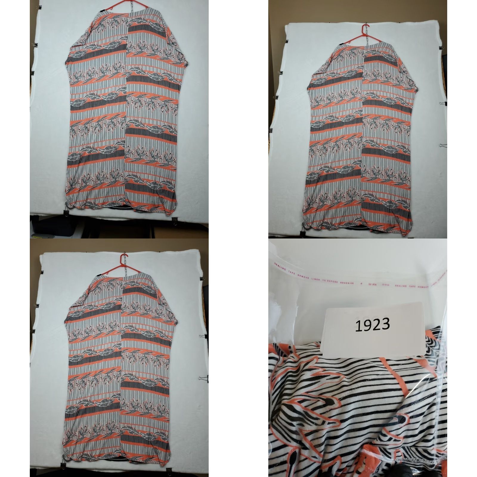 Ellen Tracy Ellen Tracy Women's Dress A-Line Maxi Kaftan V-Neck Cap Sleeve Multicolor Stripes & Floral Casual Formal L XL Coral Black Size L / US 10 / IT 46 - 11 Thumbnail