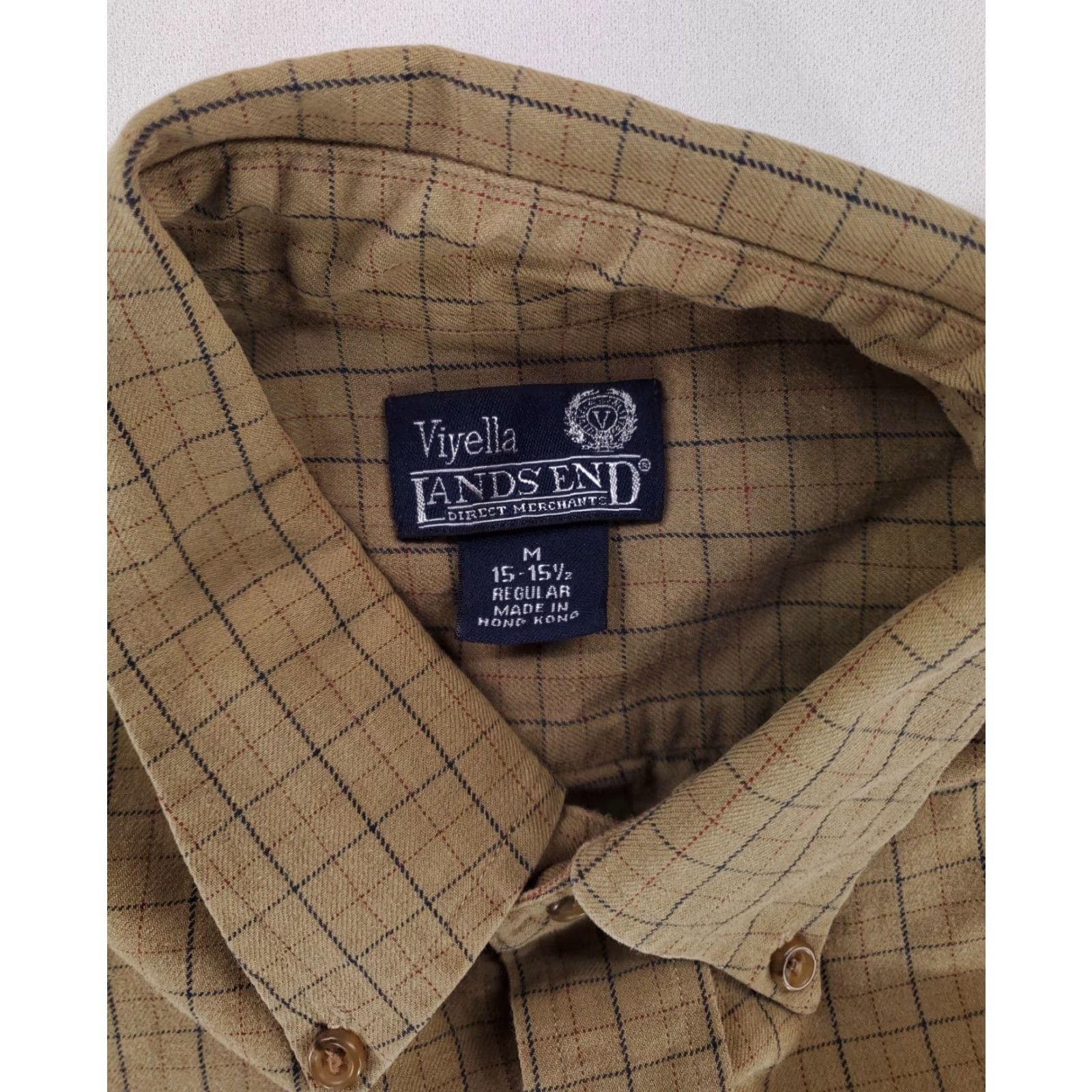 Lands' End VINTAGE Lands' End VTG 90s Viyella Button-Down Shirt Brown Check Plaid Mens M Size US M / EU 48-50 / 2 - 2 Thumbnail