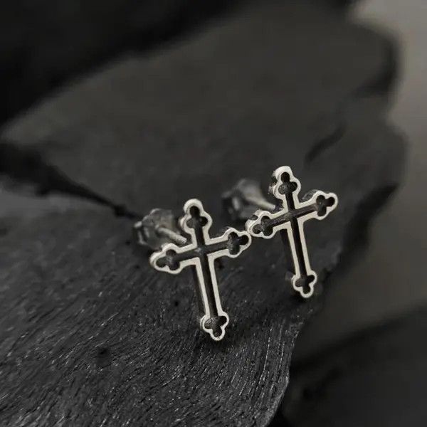 Other Black Cross Stud Earrings Size ONE SIZE - 8 Thumbnail