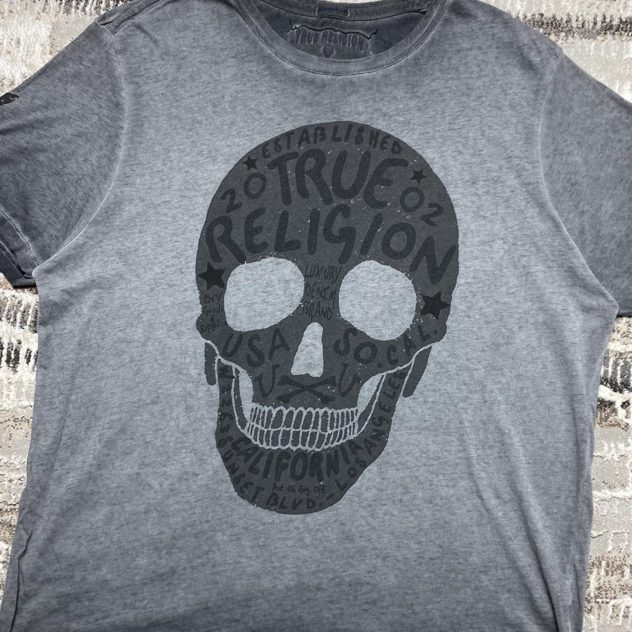 True Religion Vintage True Religion Distressed Skull Tee Grey XXL Size US XXL / EU 58 / 5 - 2 Thumbnail