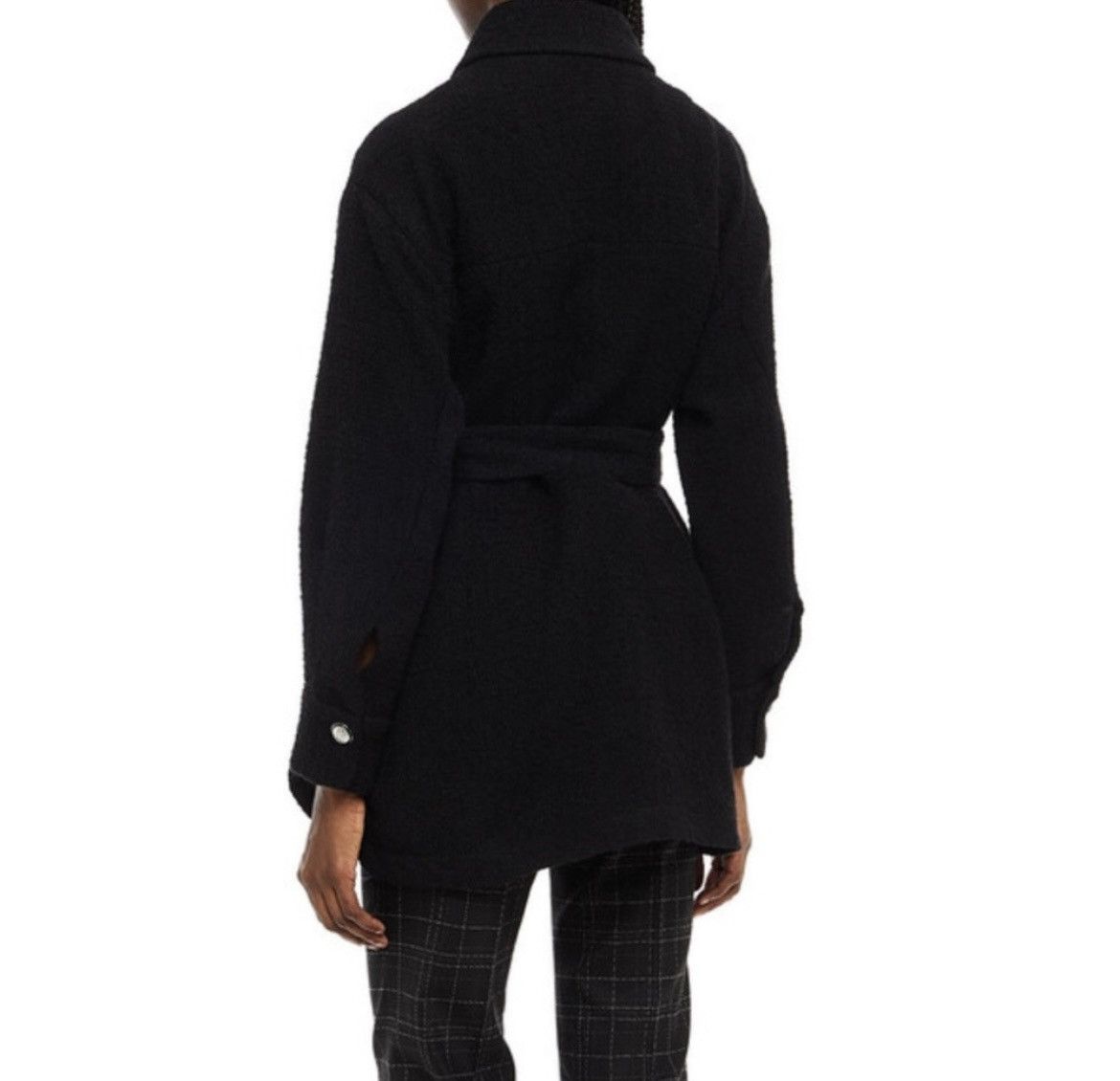 Maje Maje Gavinola Belted Boucle Coat Shacket Size XS / US 0-2 / IT 36-38 - 3 Thumbnail