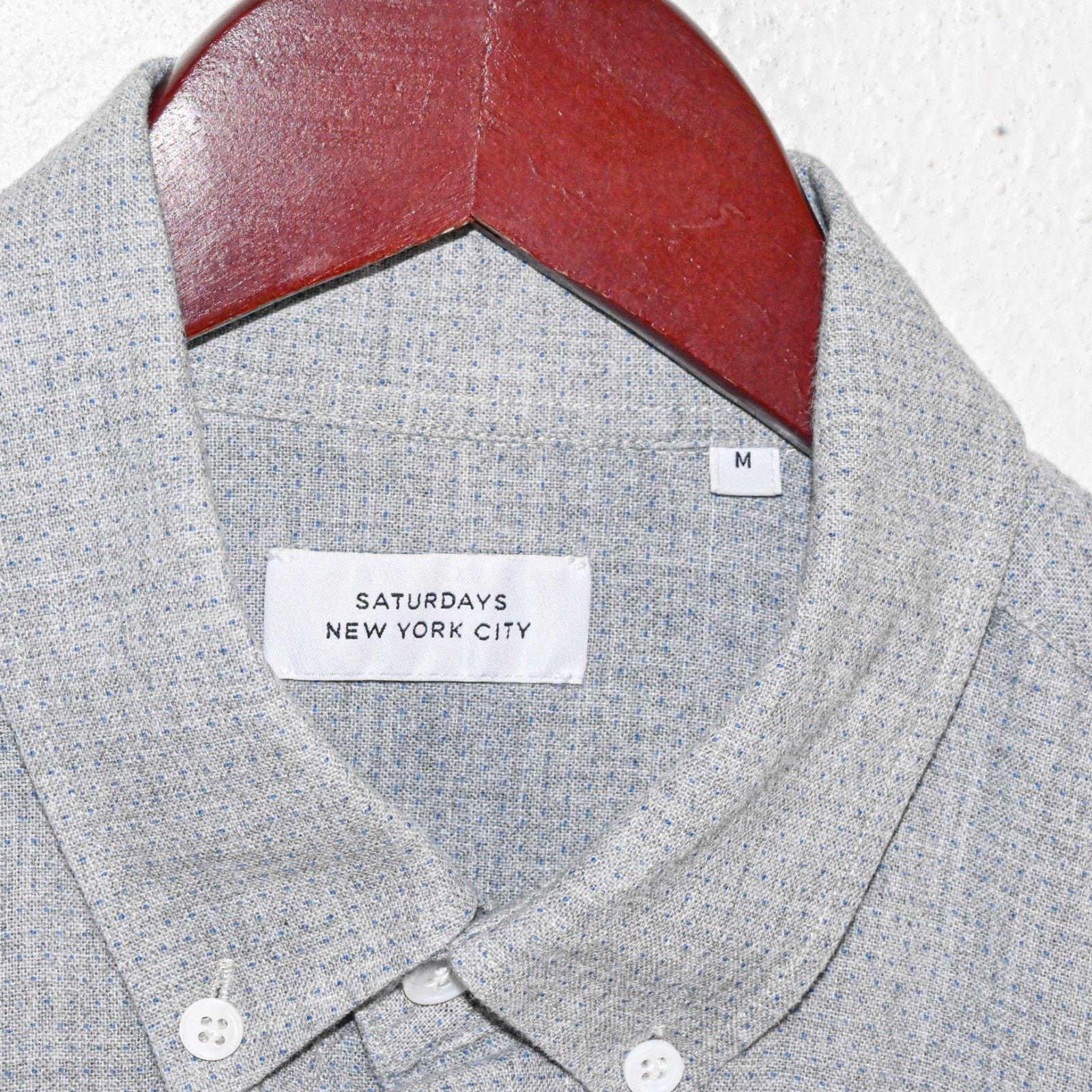 Saturdays NYC Saturdays NYC Button down Shirt Gray micro blue pin dot Size US M / EU 48-50 / 2 - 4 Thumbnail