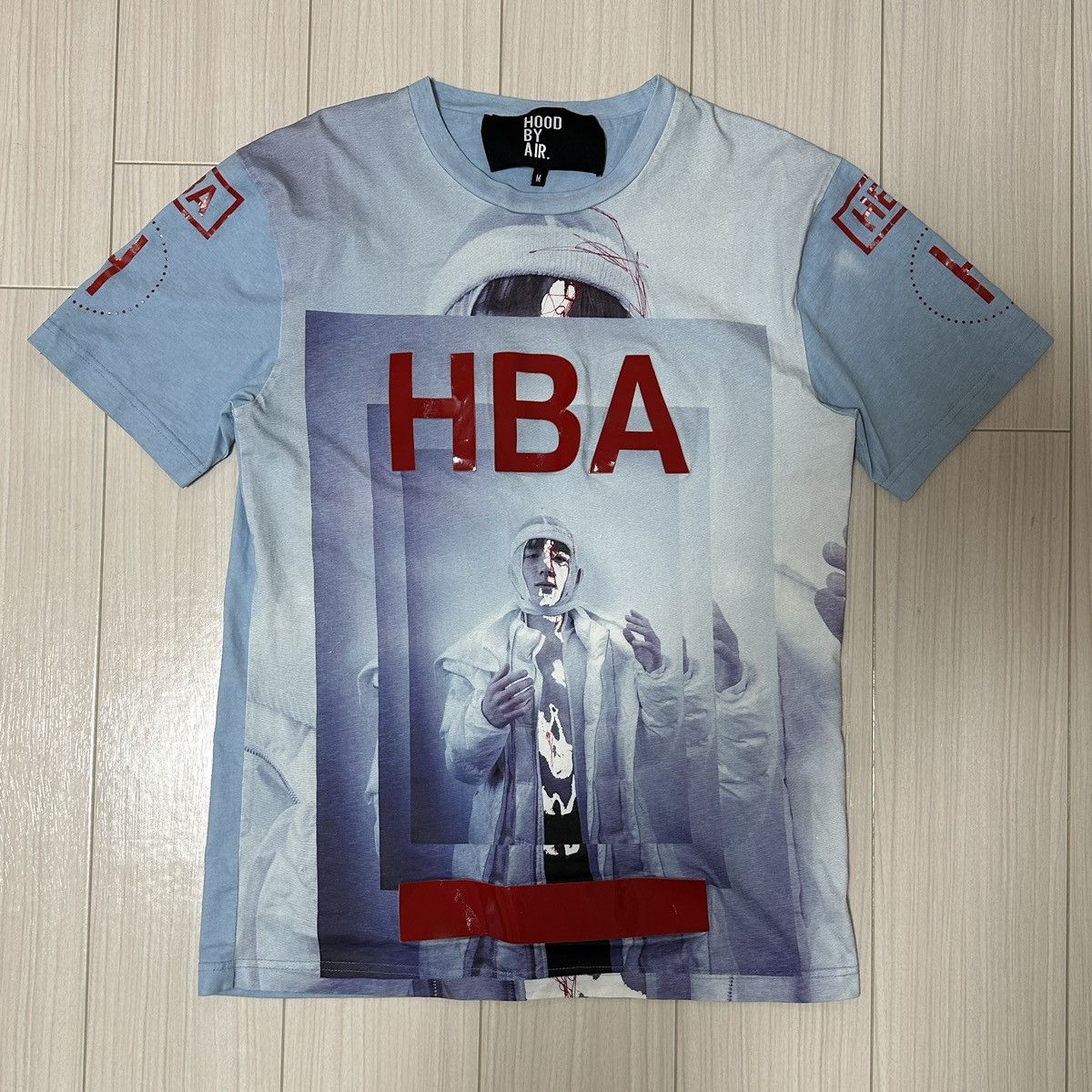 image of Anonymous Club x Hood By Air Logo T-Shirt in Blue, Men's (Size Medium)