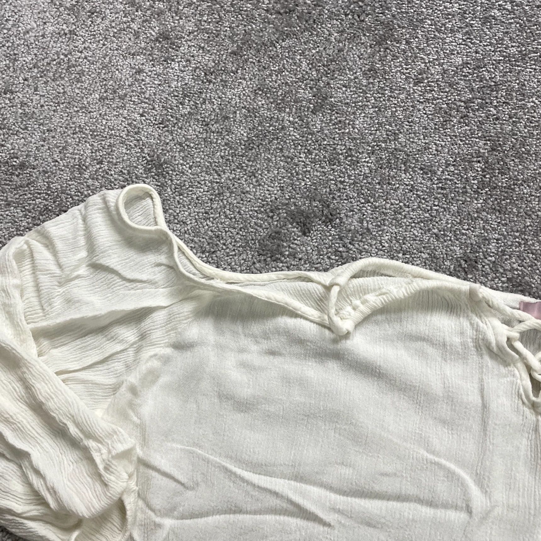 Vintage JustFab Cold Shoulder Blouse Womens 2XL White Rayon Long Sleeve Casual Plus Size XXL / US 16-18 / IT 52-54 - 3 Thumbnail
