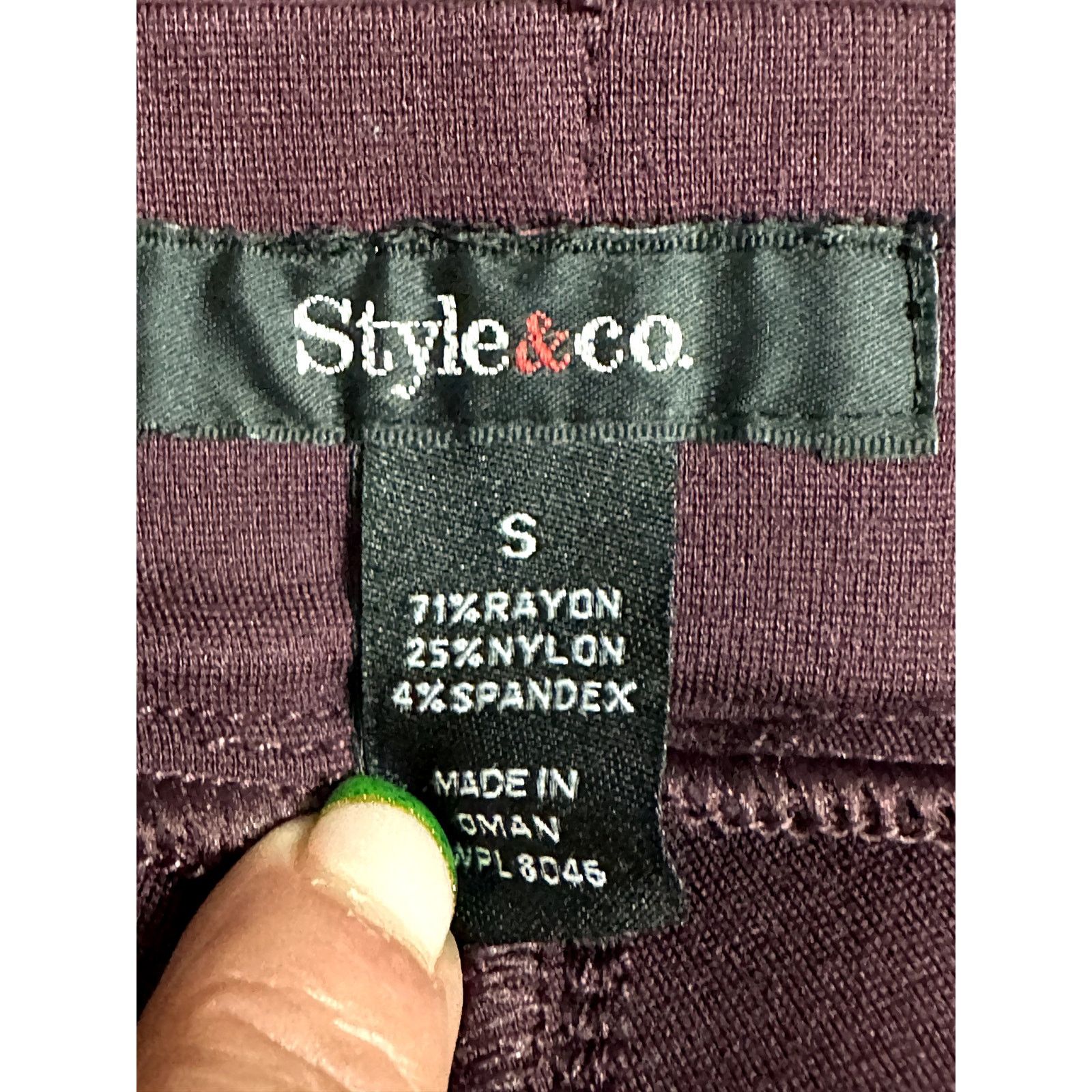 Other Style & Co Leggings Back Pocket Stretchable Purple Plum S Size 28" / US 6 / IT 42 - 9 Thumbnail